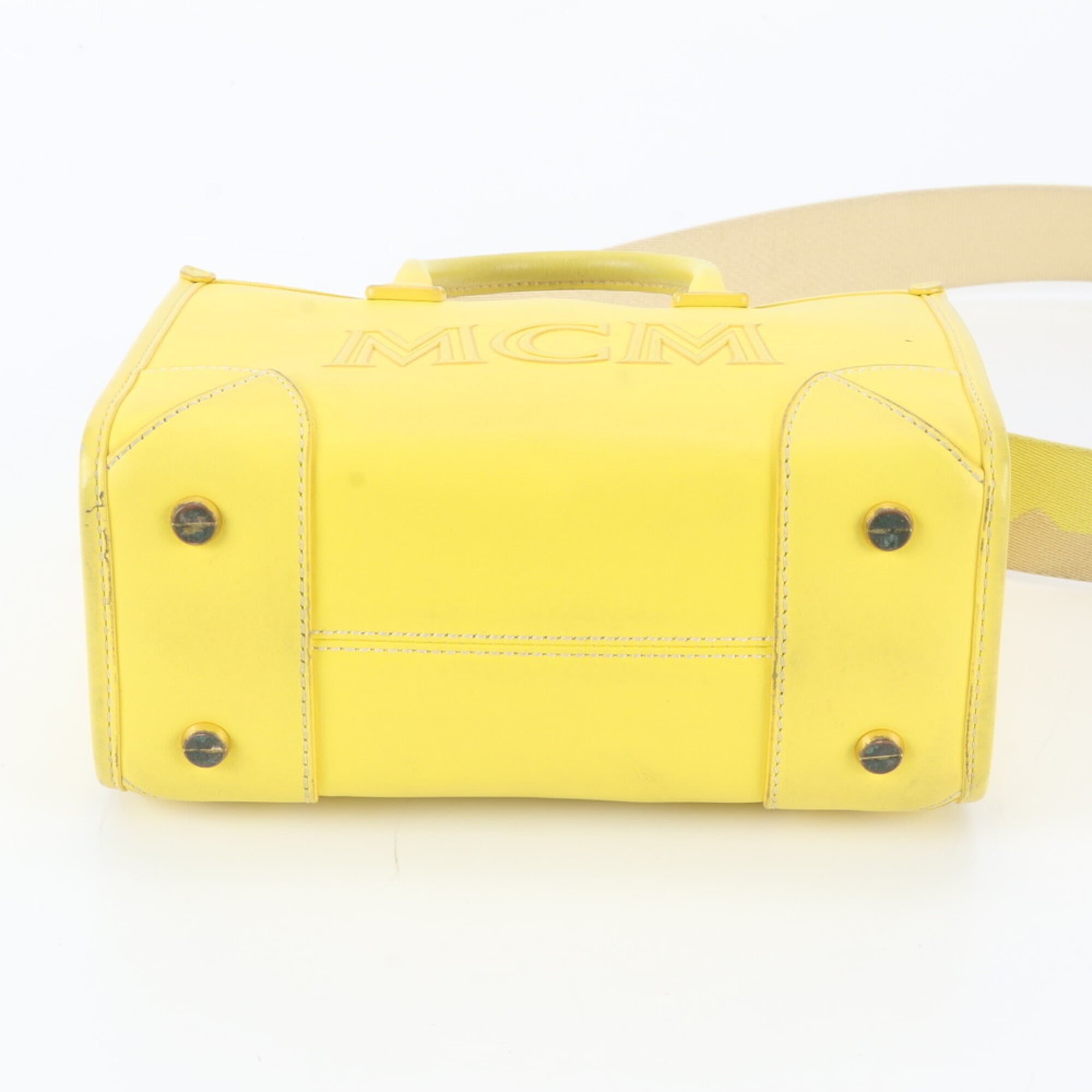 Mcm Yellow Leather Handbag Shoulder Bag Tote Bag (Pre-Owned)