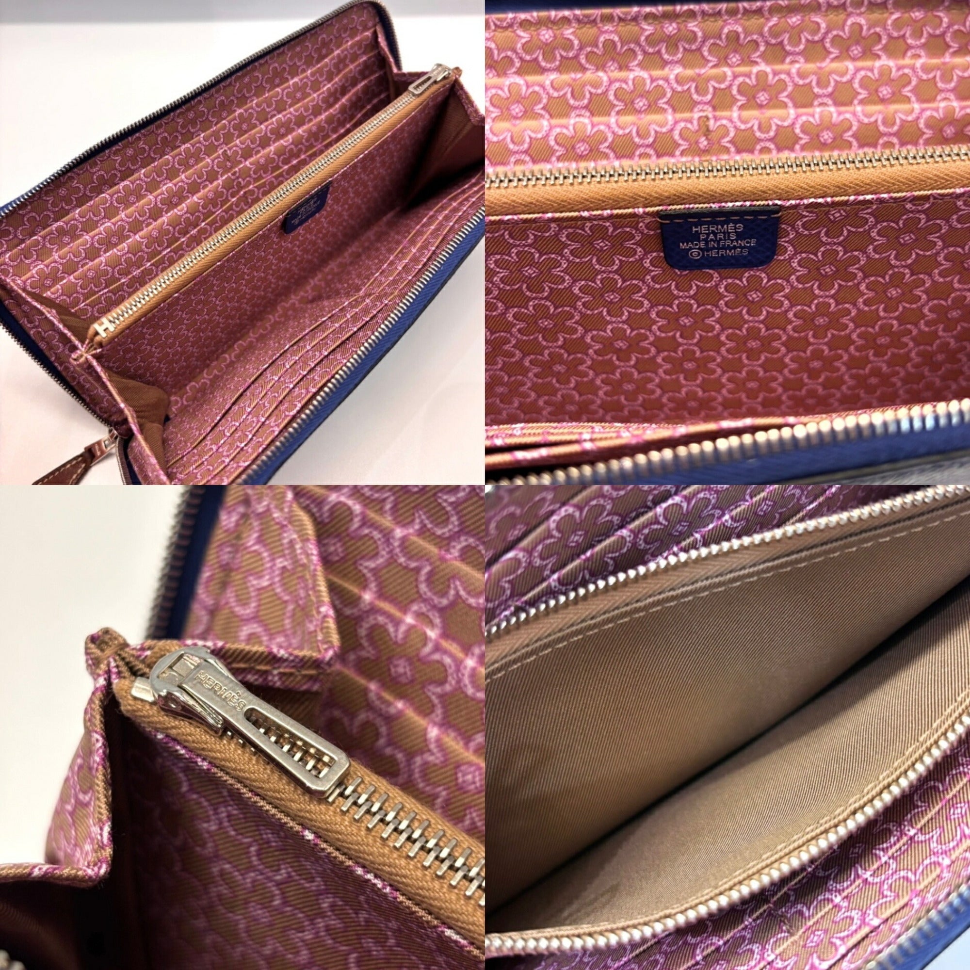 Hermes Blue Epsom Leather Long Wallet (Bi-Fold) (Pre-Owned)
