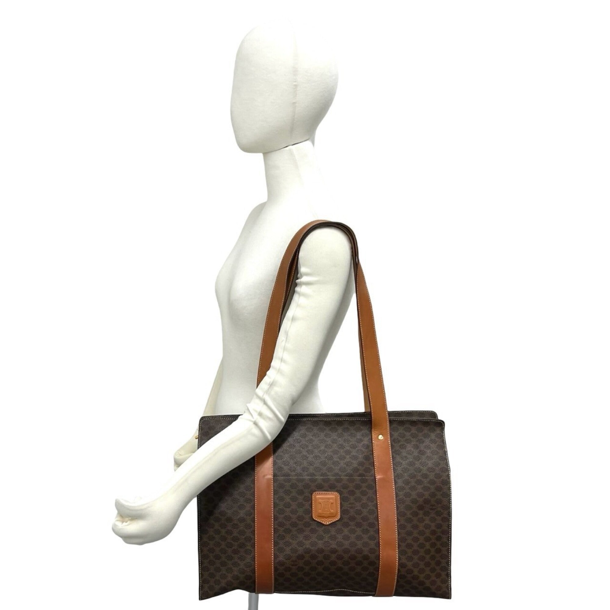 Celine Brown Leather Pvc Handbag Tote Bag (Pre-Owned)