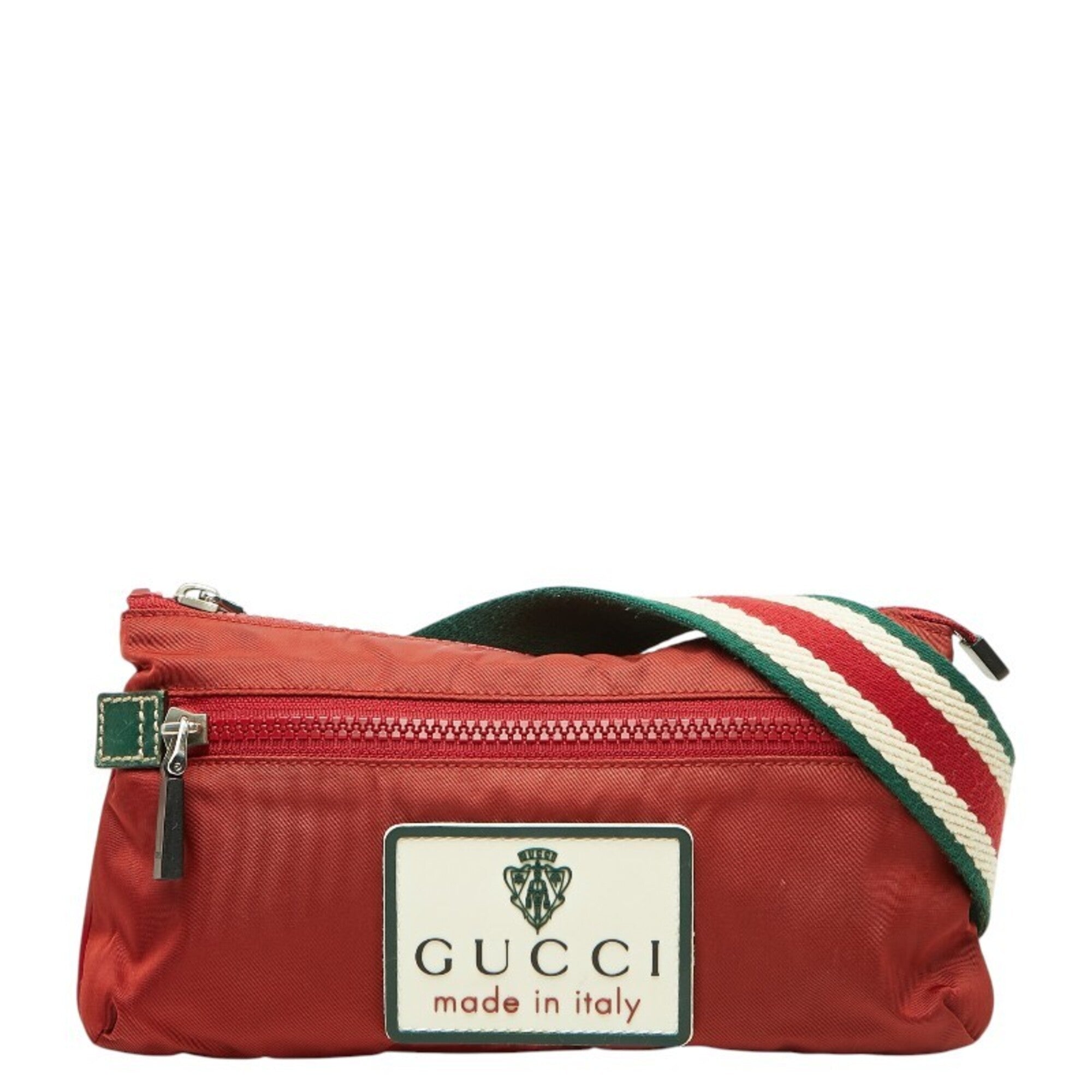 Gucci Green Red Color Nylon Shoulder Bag Sling Bag (Pre-Owned)