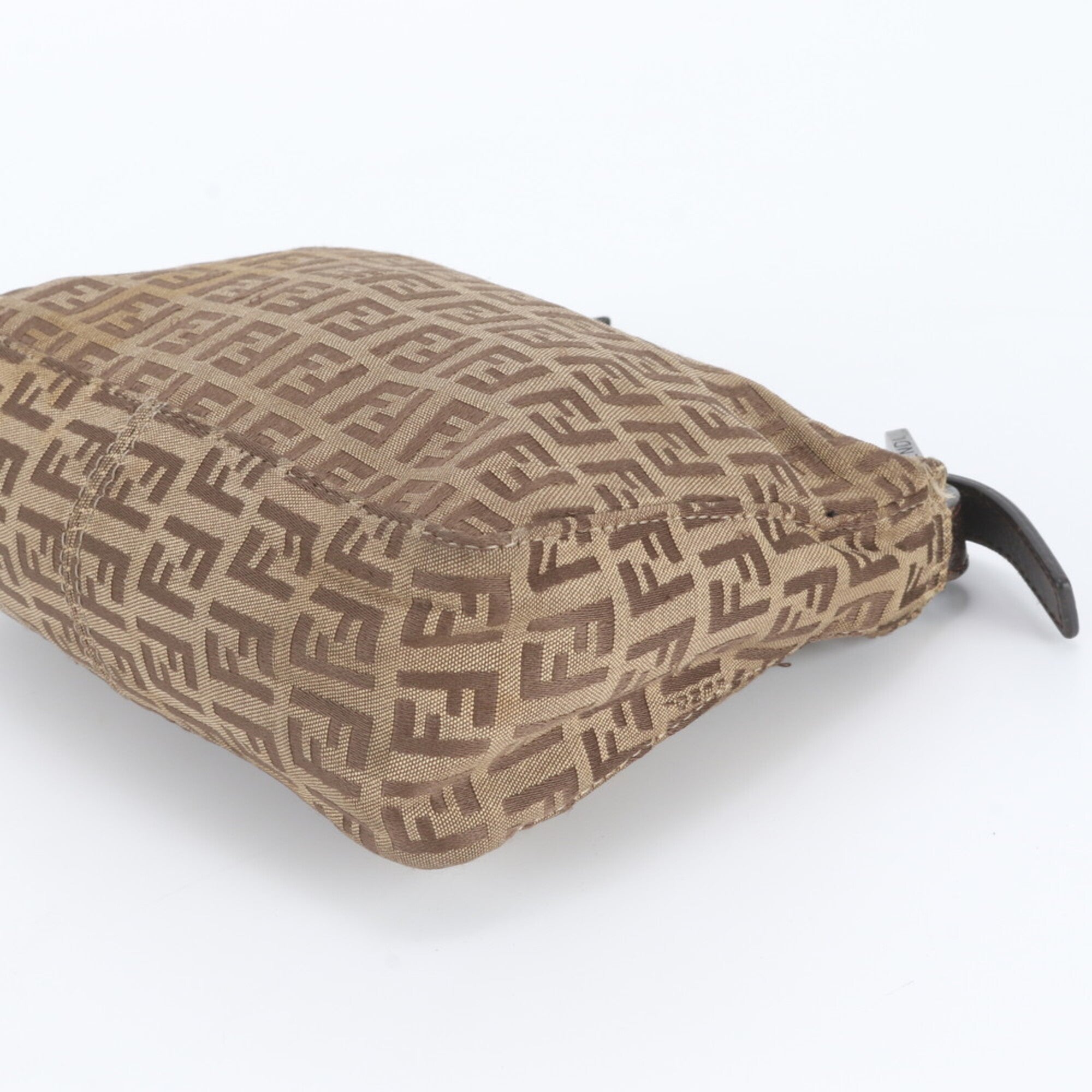 Fendi Brown Leather Canvas Handbag (Pre-Owned)