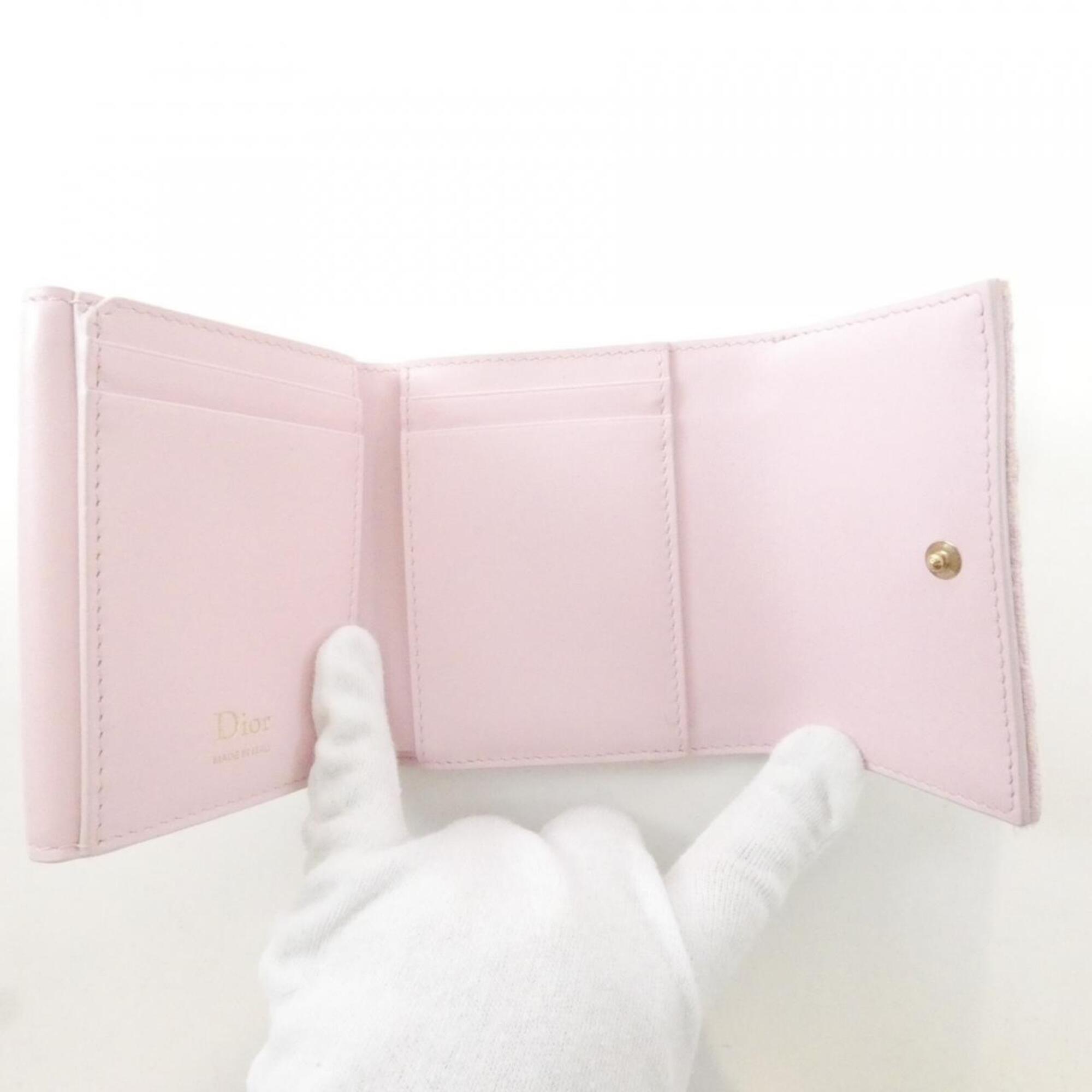Christian Dior Pink Canvas Wallet (Tri-Fold) (Pre-Owned)