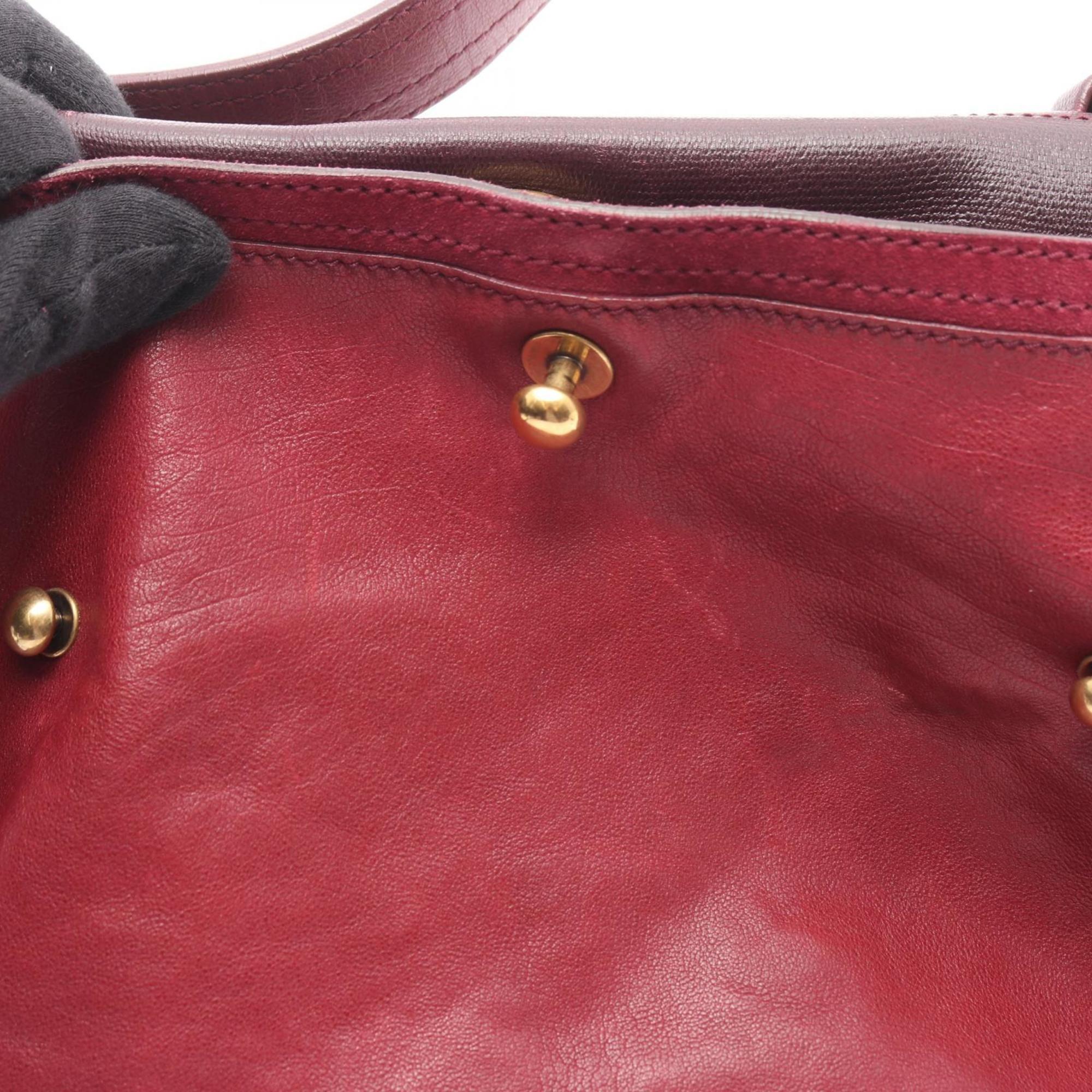Yves Saint Laurent Bordeaux Red Color Leather Handbag (Pre-Owned)