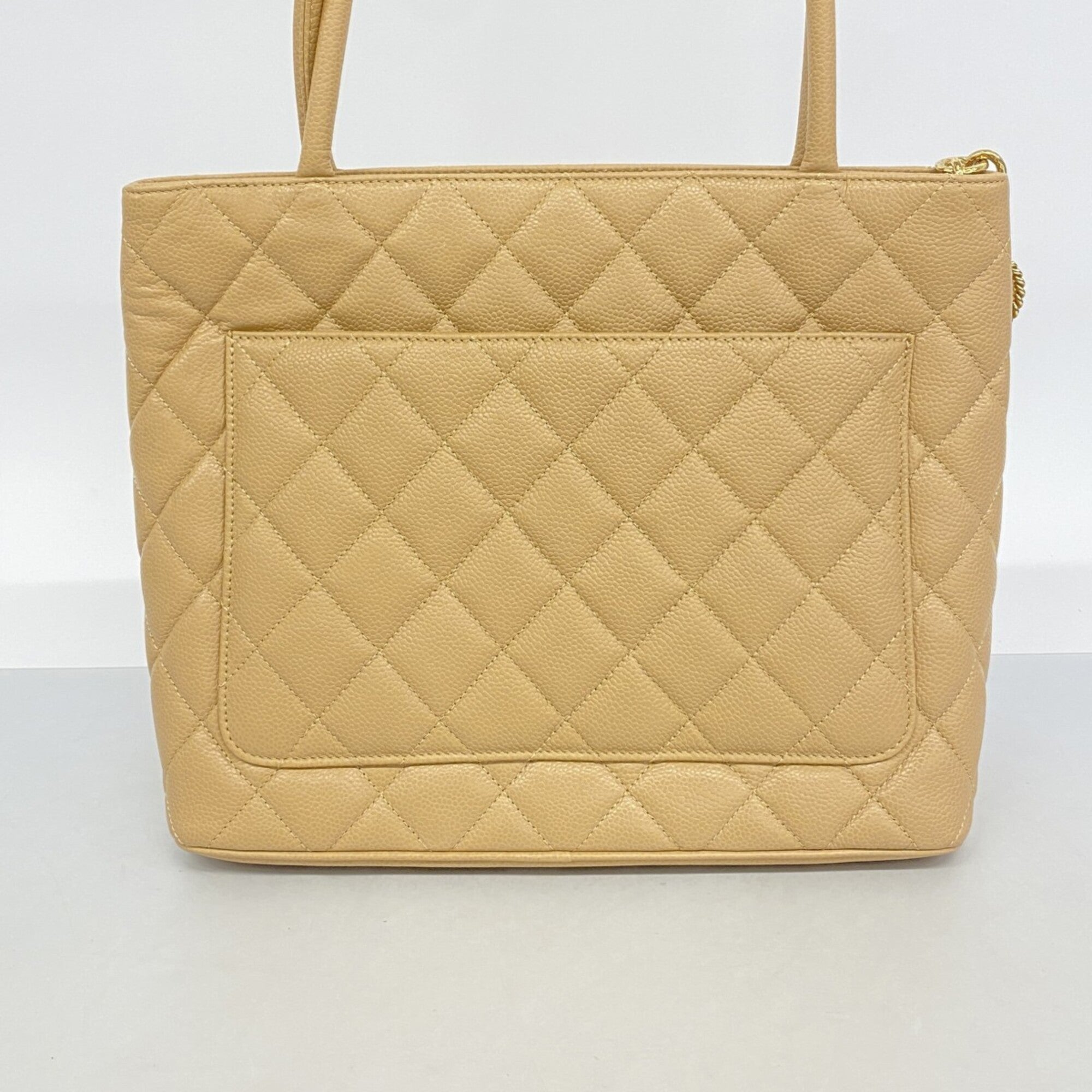 Chanel Beige Grained Calfskin Tote Bag (Pre-Owned)