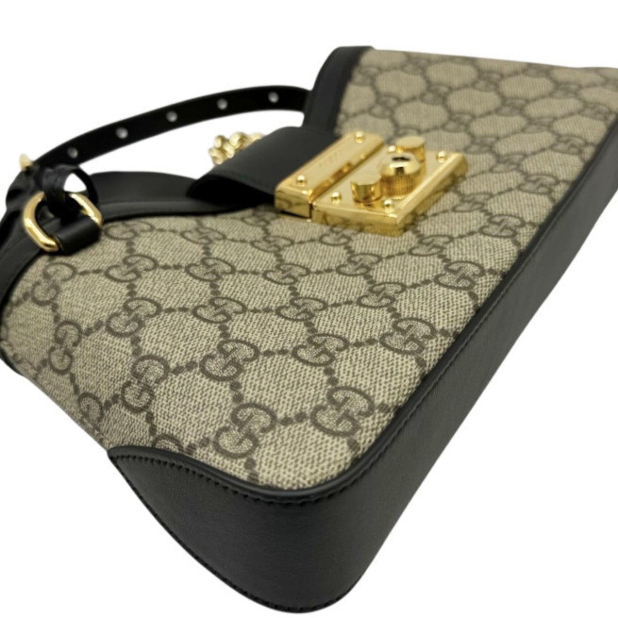 Gucci Padlock Beige Black Gg Supreme Shoulder Bag (Pre-Owned)