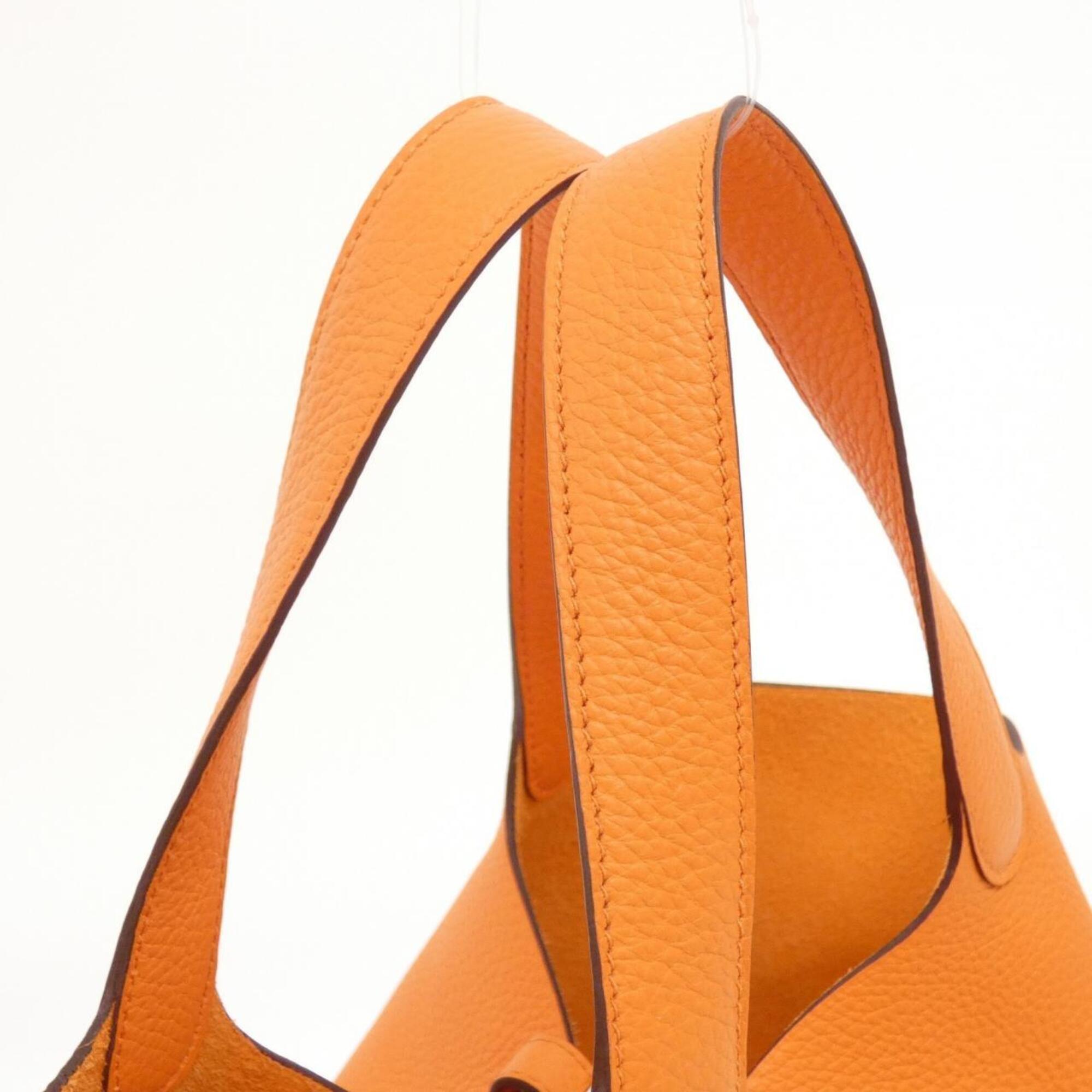 Hermes Orange Taurillon Clemence Leather Handbag (Pre-Owned)
