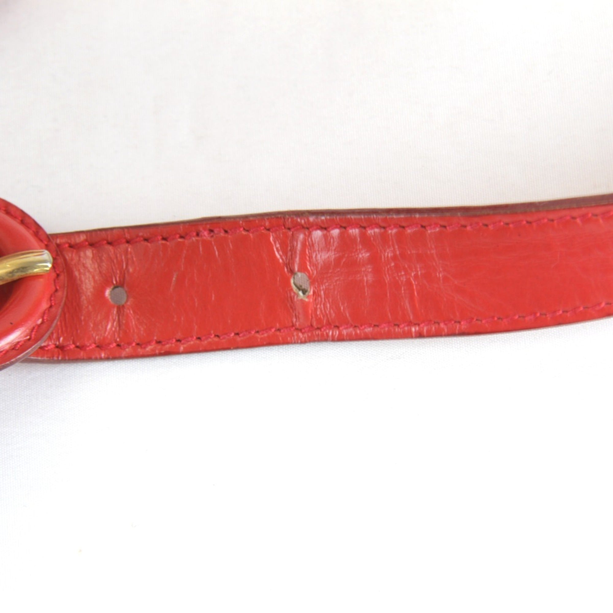 Gucci Red Color Leather Shoulder Bag (Pre-Owned)