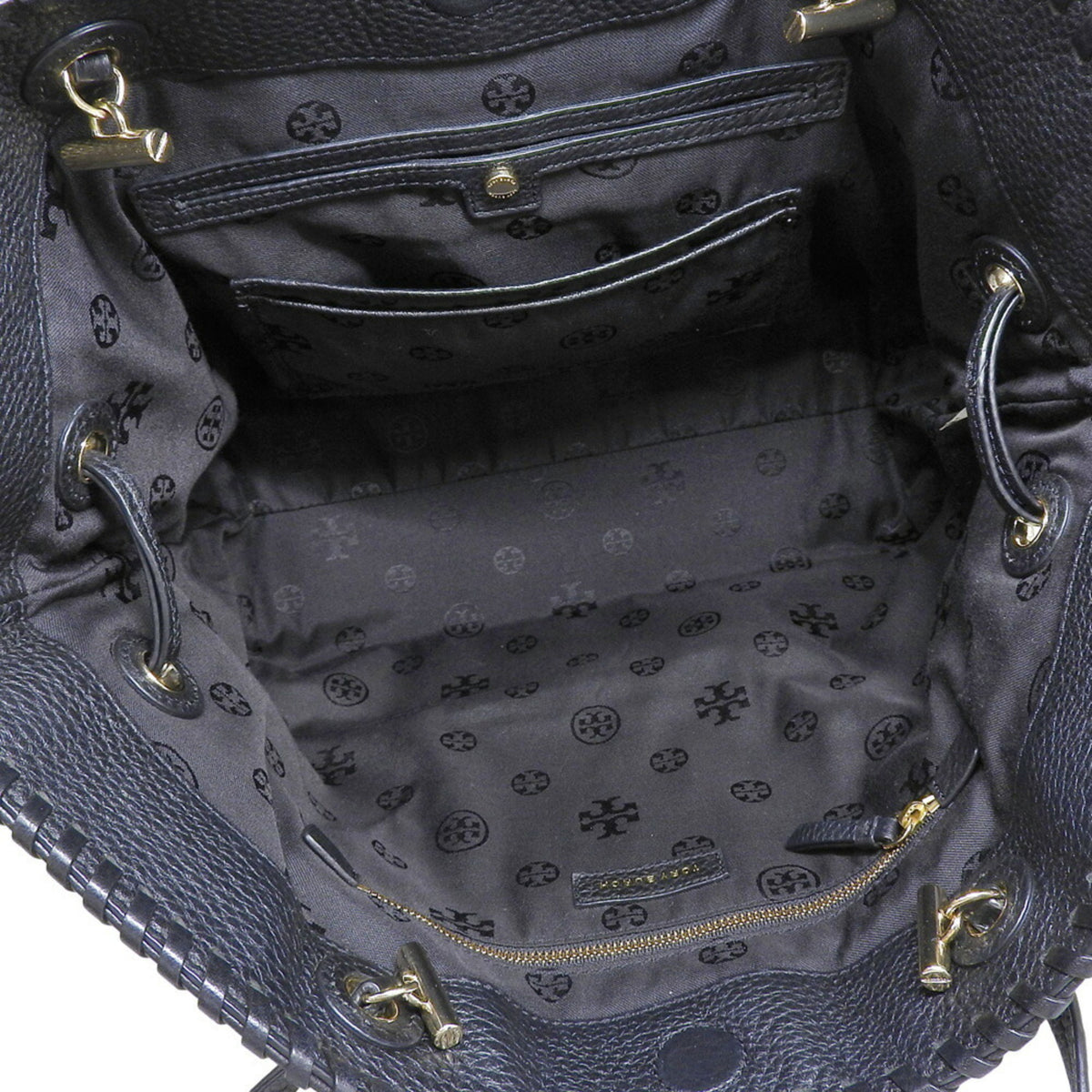 Tory Burch Black Leather Shoulder Bag Tote Bag (Pre-Owned)