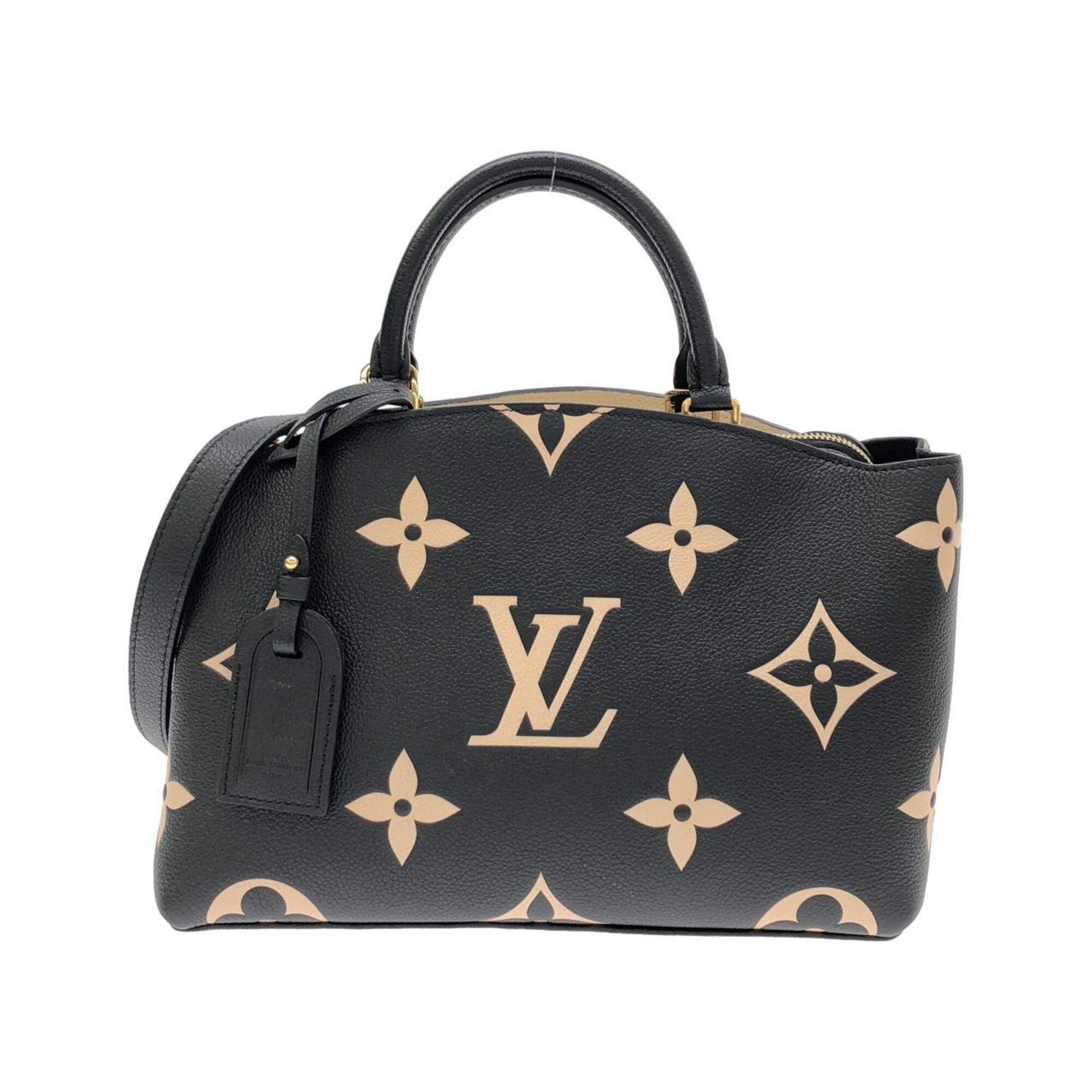 Louis Vuitton Beige Black Leather Handbag (Pre-Owned)