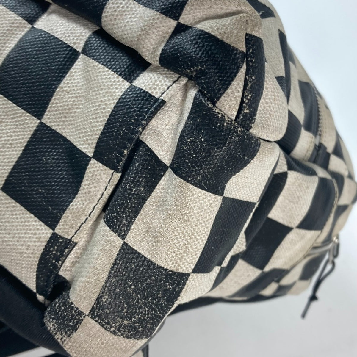 Saint Laurent Beige Black Coated Canvas Leather Backpack (Pre-Owned)