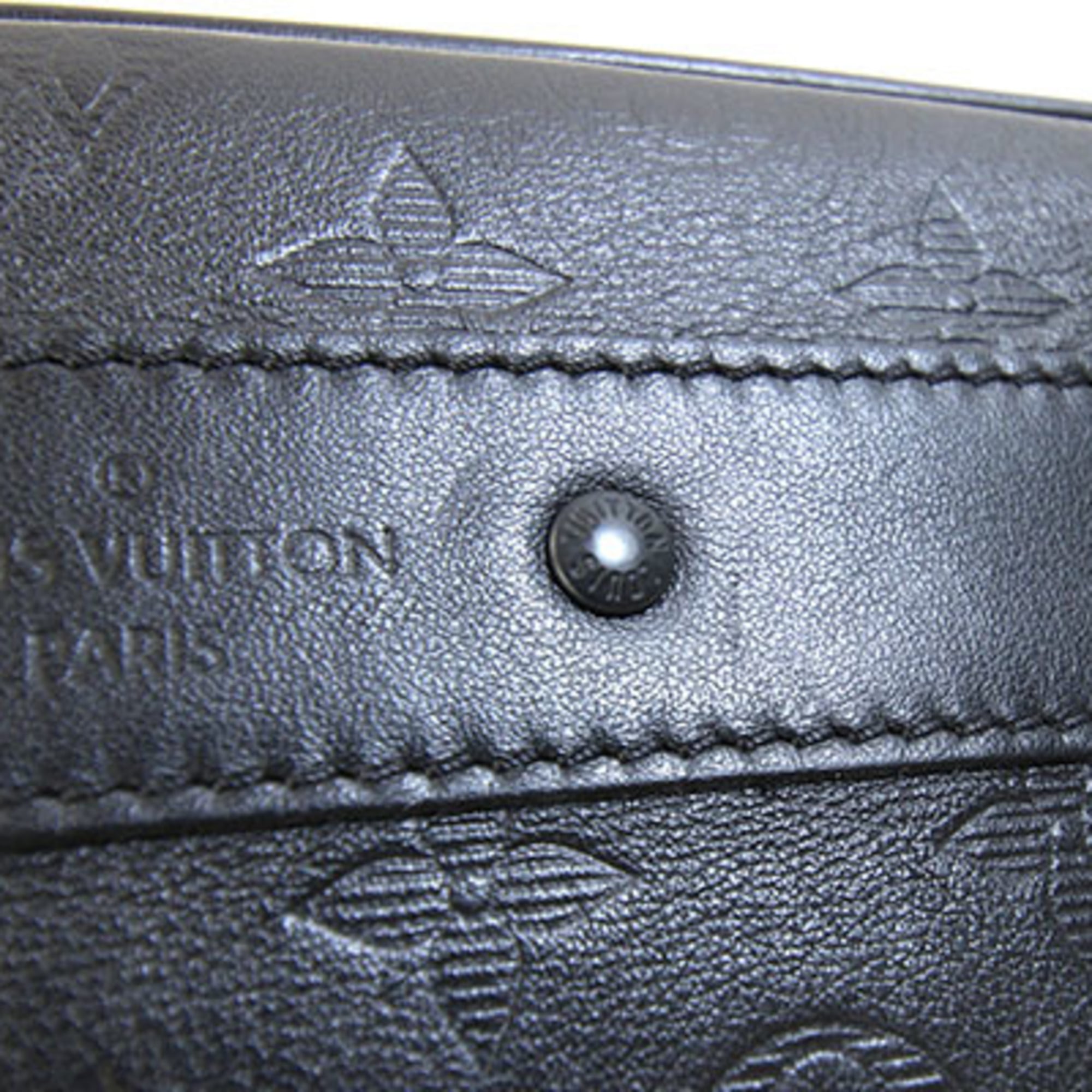 Louis Vuitton Black Monogram Shadow Leather Clutch Bag Handbag Pouch (Pre-Owned)