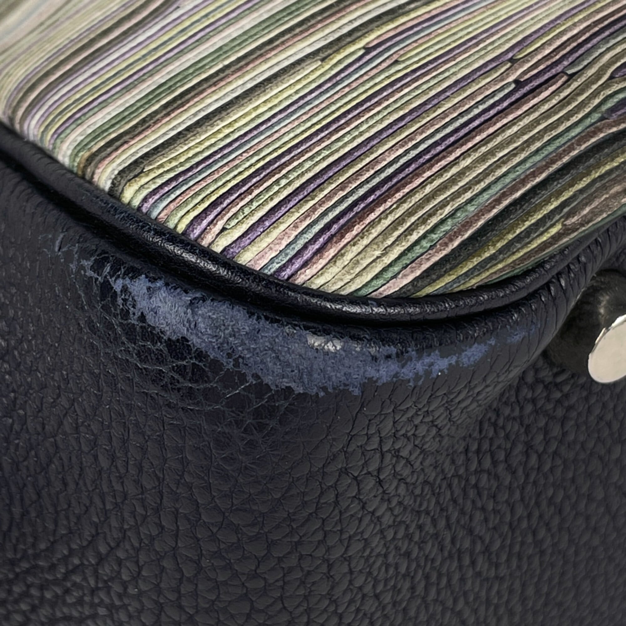 Hermes Navy Taurillon Clemence Leather Vibrato Leather Handbag (Pre-Owned)