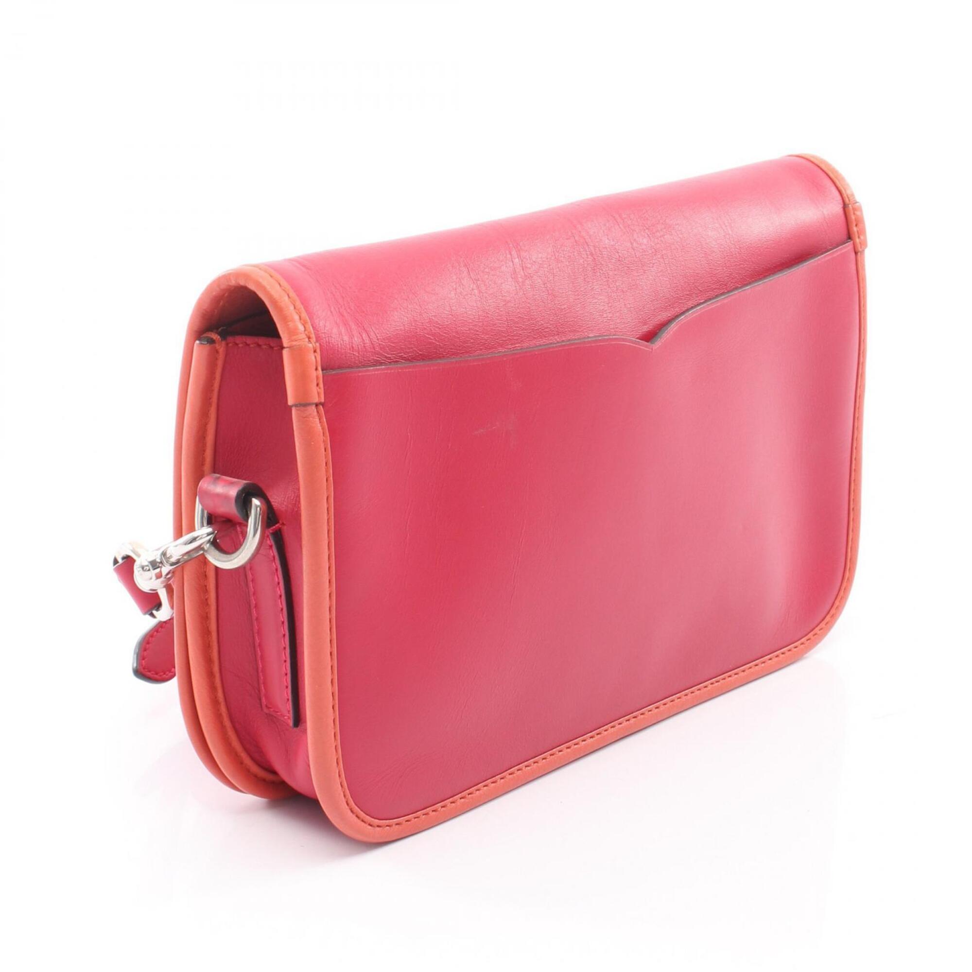 Loewe Orange Red Color Leather Handbag Shoulder Bag (Pre-Owned)