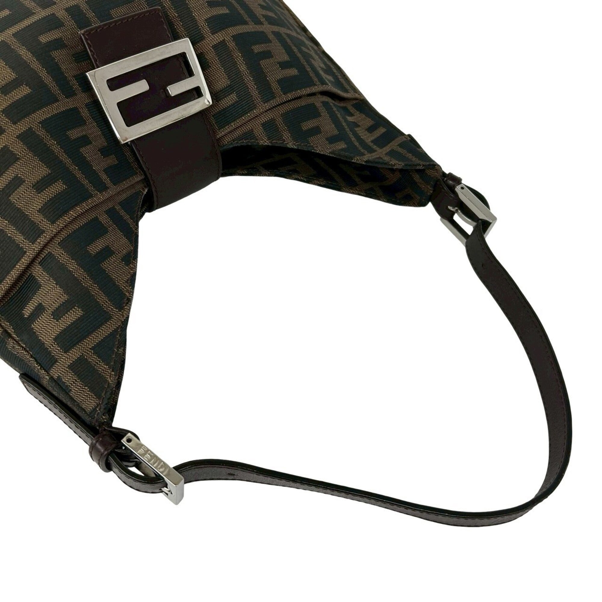 Fendi Black Brown Canvas Leather Shoulder Bag (Pre-Owned)