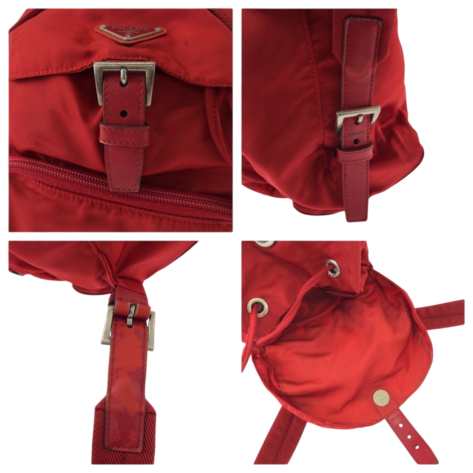 Prada Red Color Nylon Backpack (Pre-Owned)