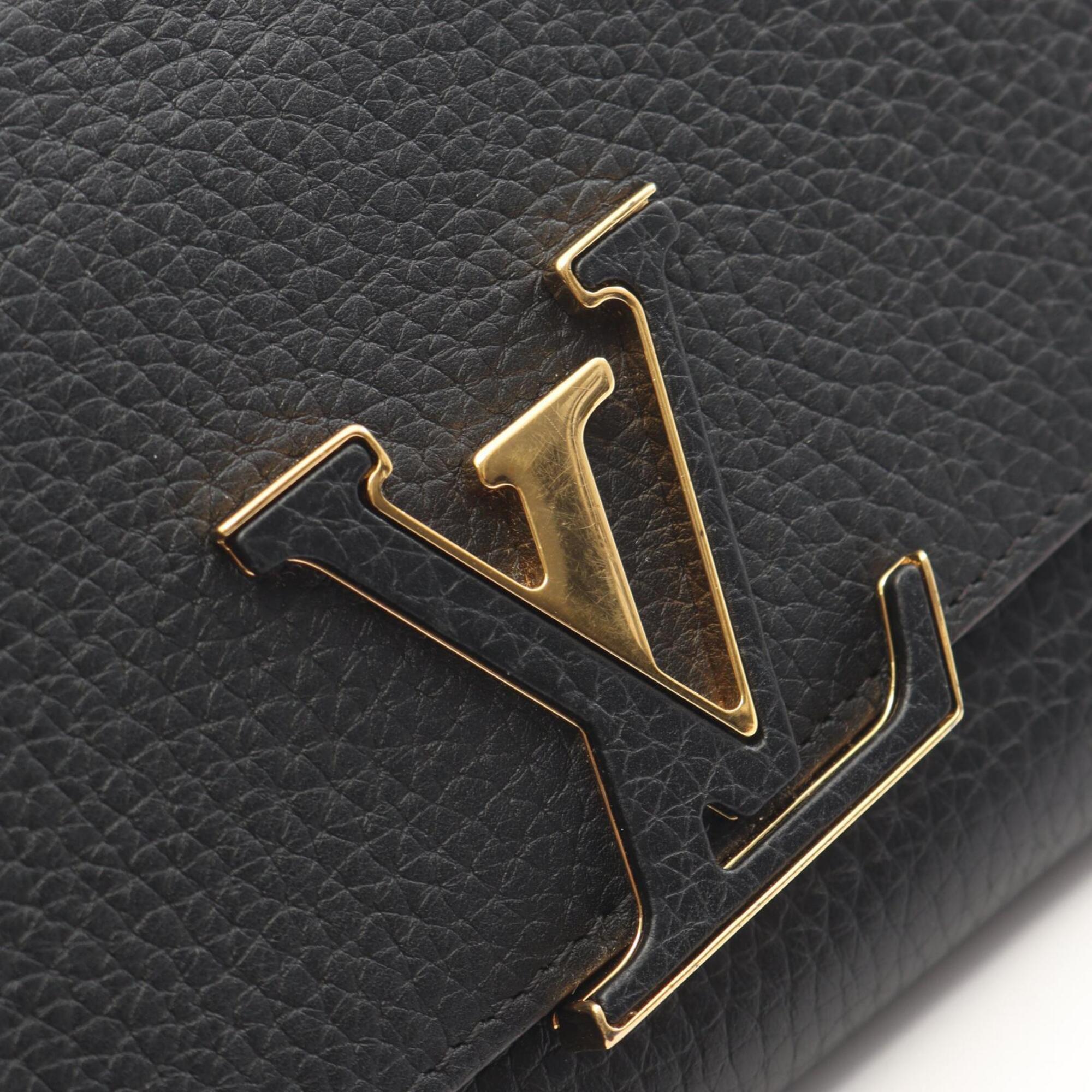 Louis Vuitton Black Leather Long Wallet (Bi-Fold) (Pre-Owned)