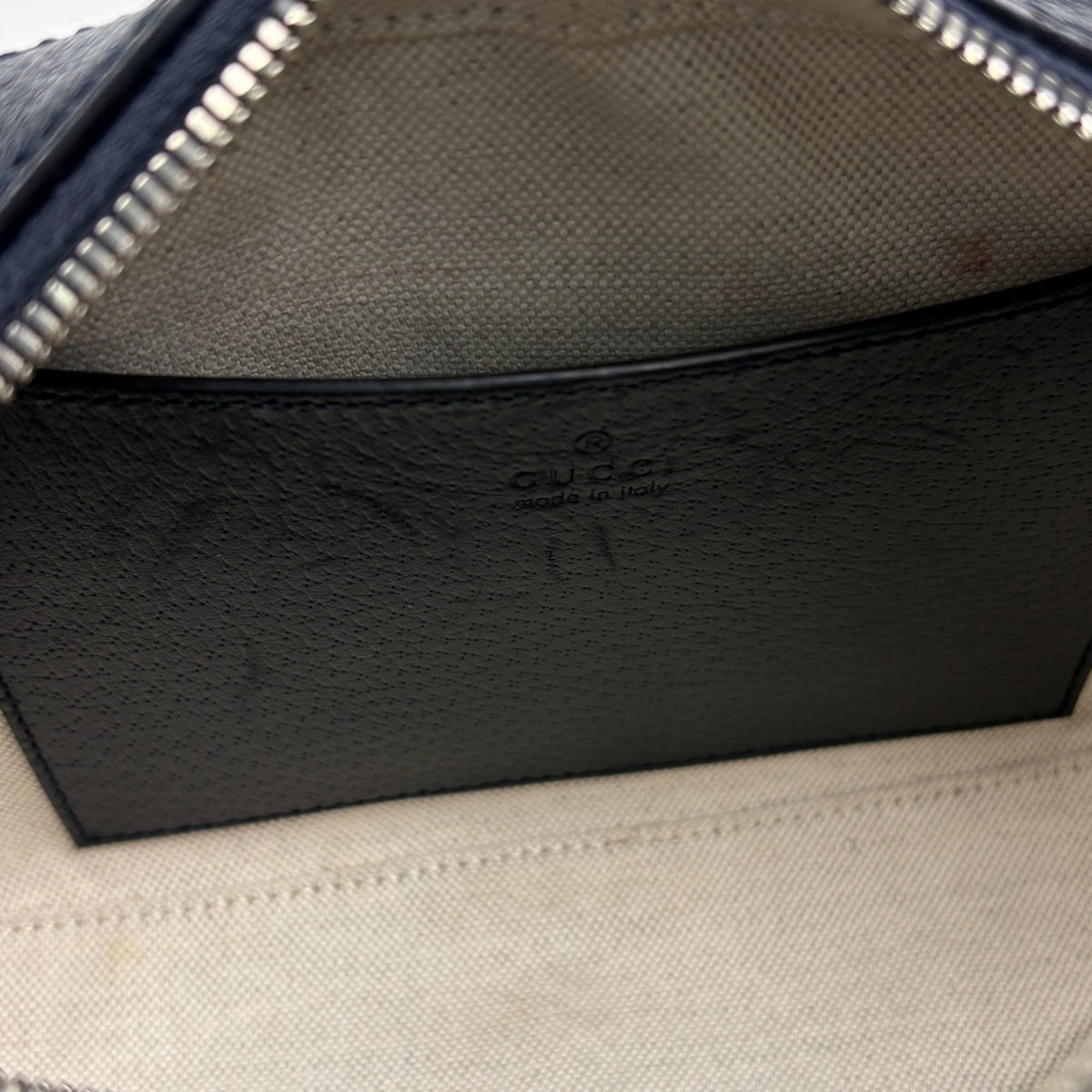 Gucci Sherry Line Navy Gg Supreme Leather Shoulder Bag (Pre-Owned)
