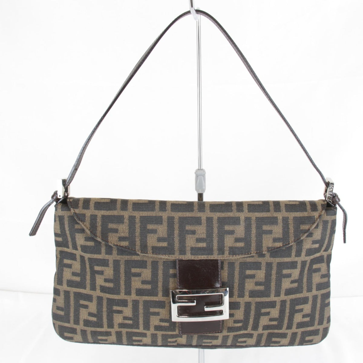 Fendi Brown Khaki Canvas Shoulder Bag (Pre-Owned)