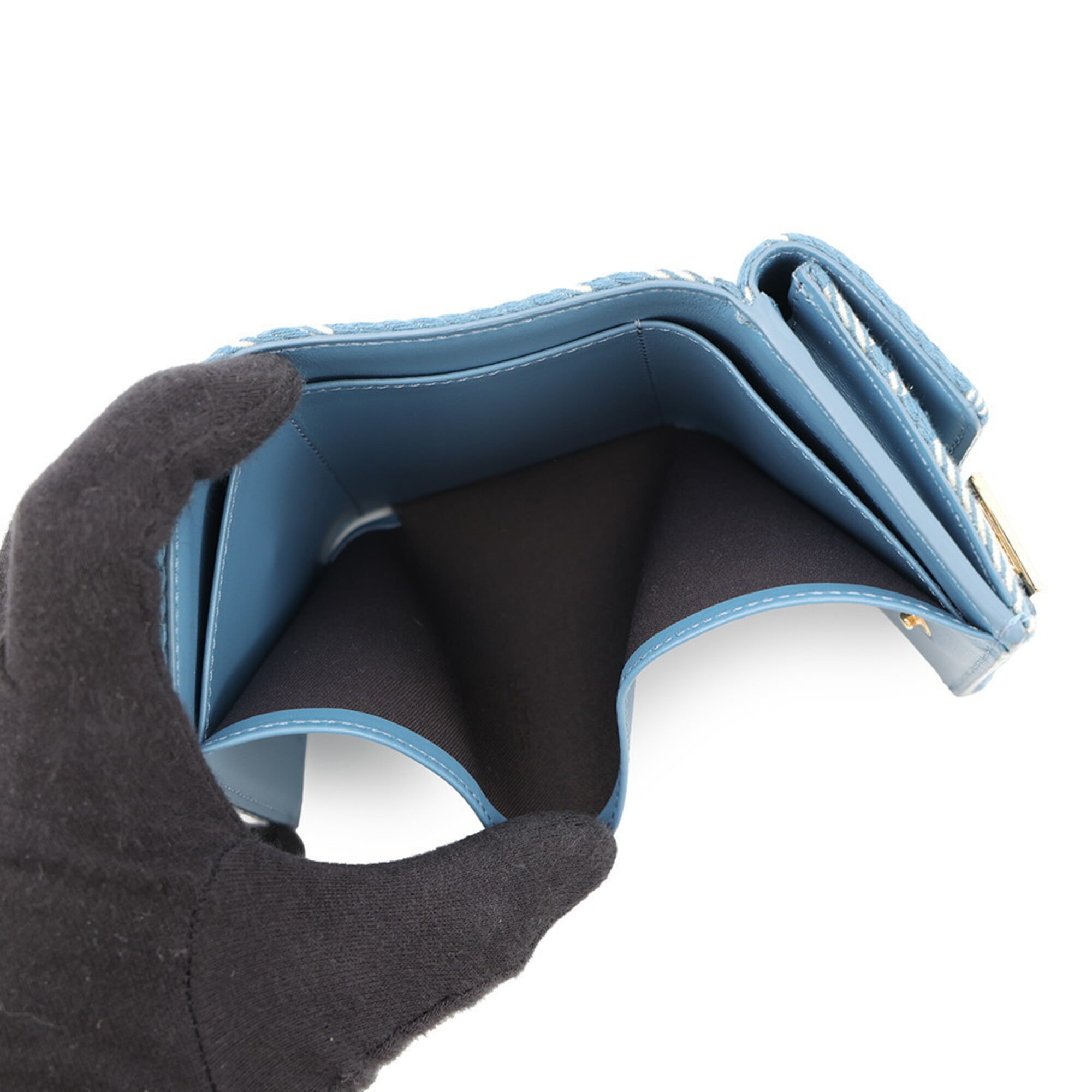 Fendi Blue Canvas Wallet (Tri-Fold) (Pre-Owned)