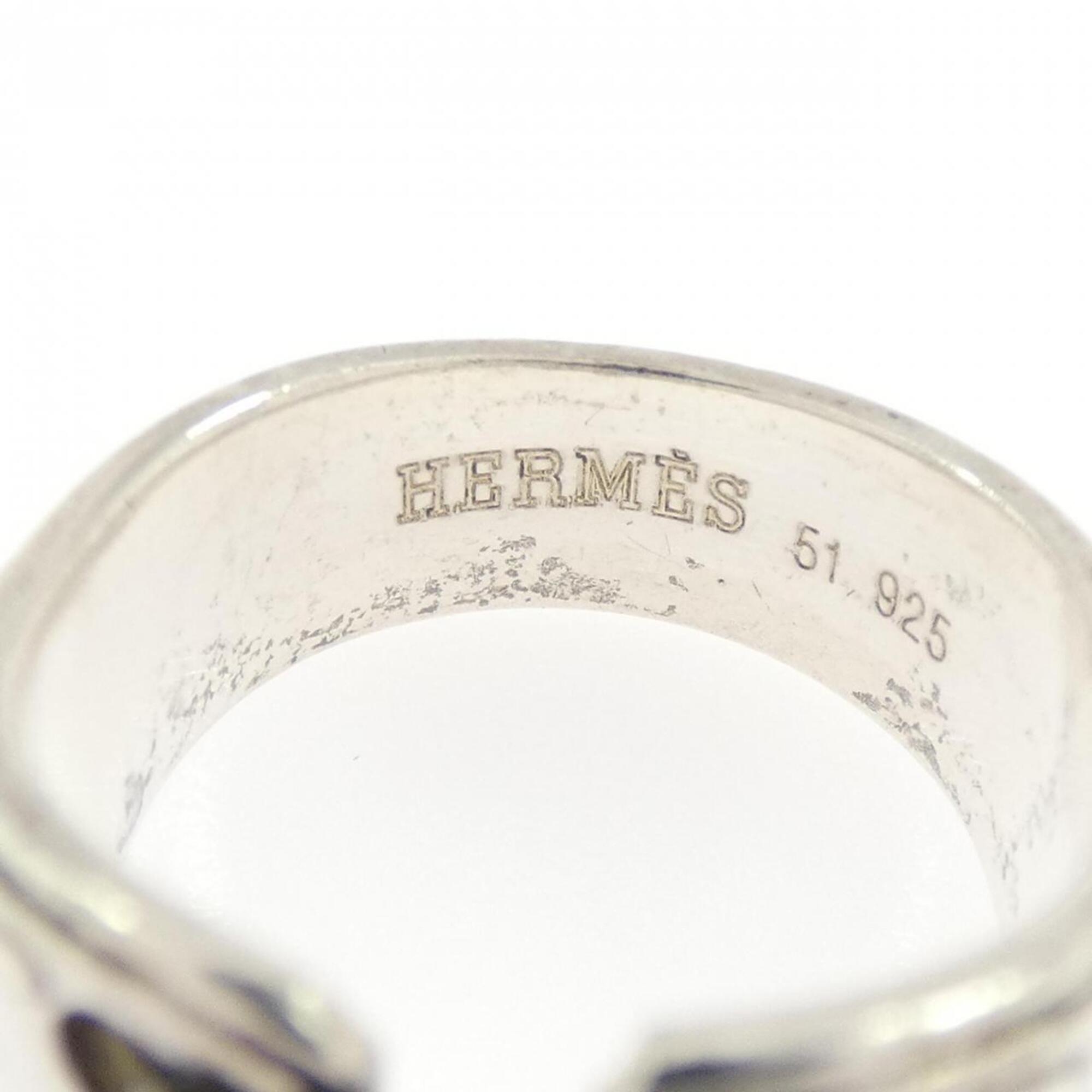 Hermes Silver Silver 925 Band Ring (Pre-Owned)