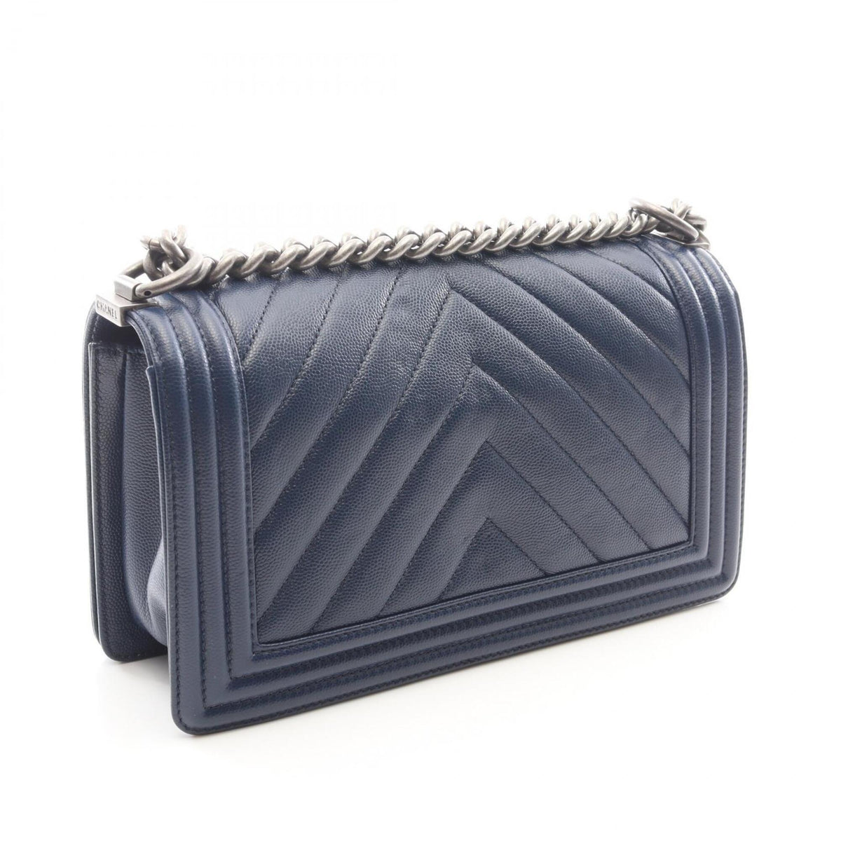 Chanel Navy Grained Calfskin Shoulder Bag (Pre-Owned)