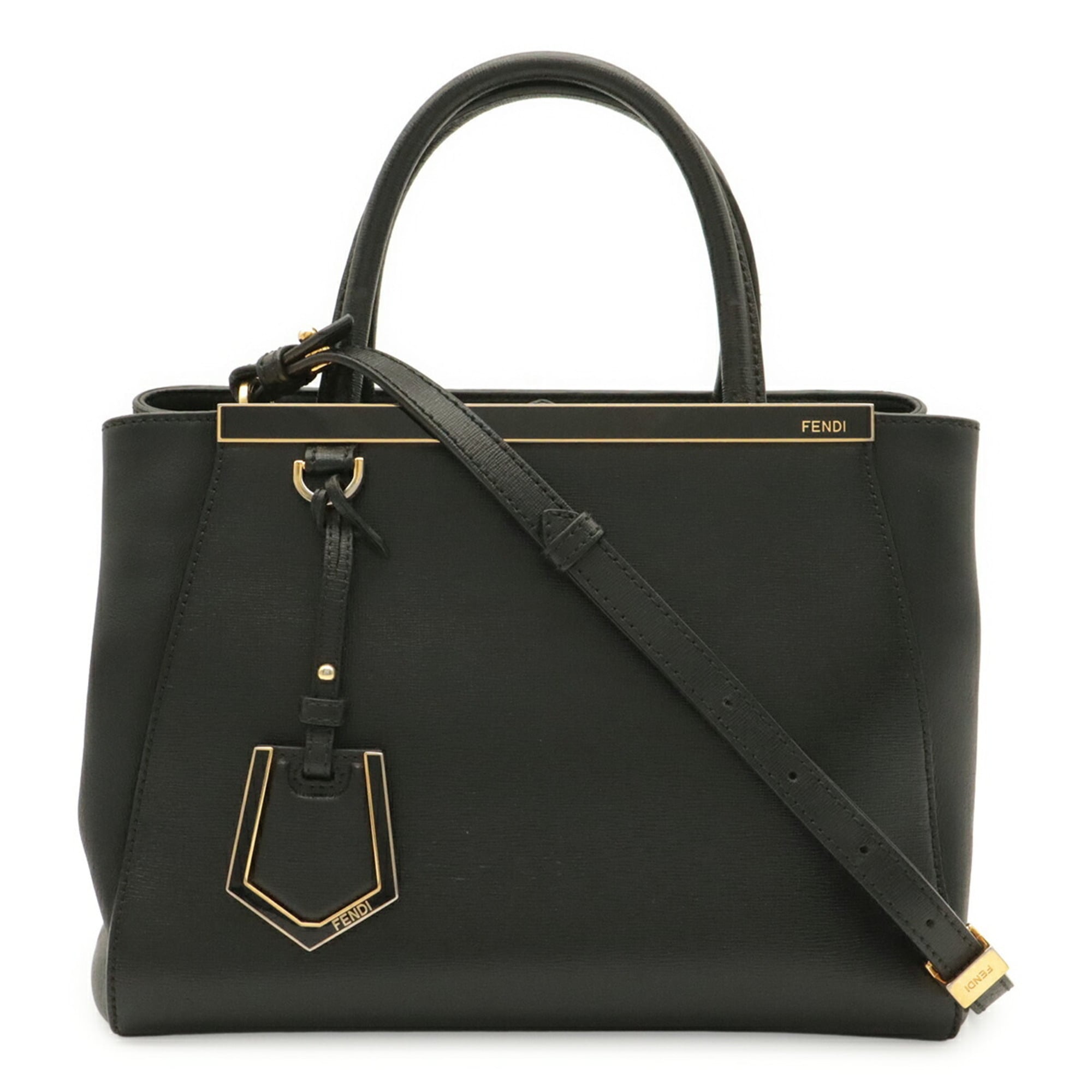 Fendi Black Leather Handbag Shoulder Bag Tote Bag (Pre-Owned)