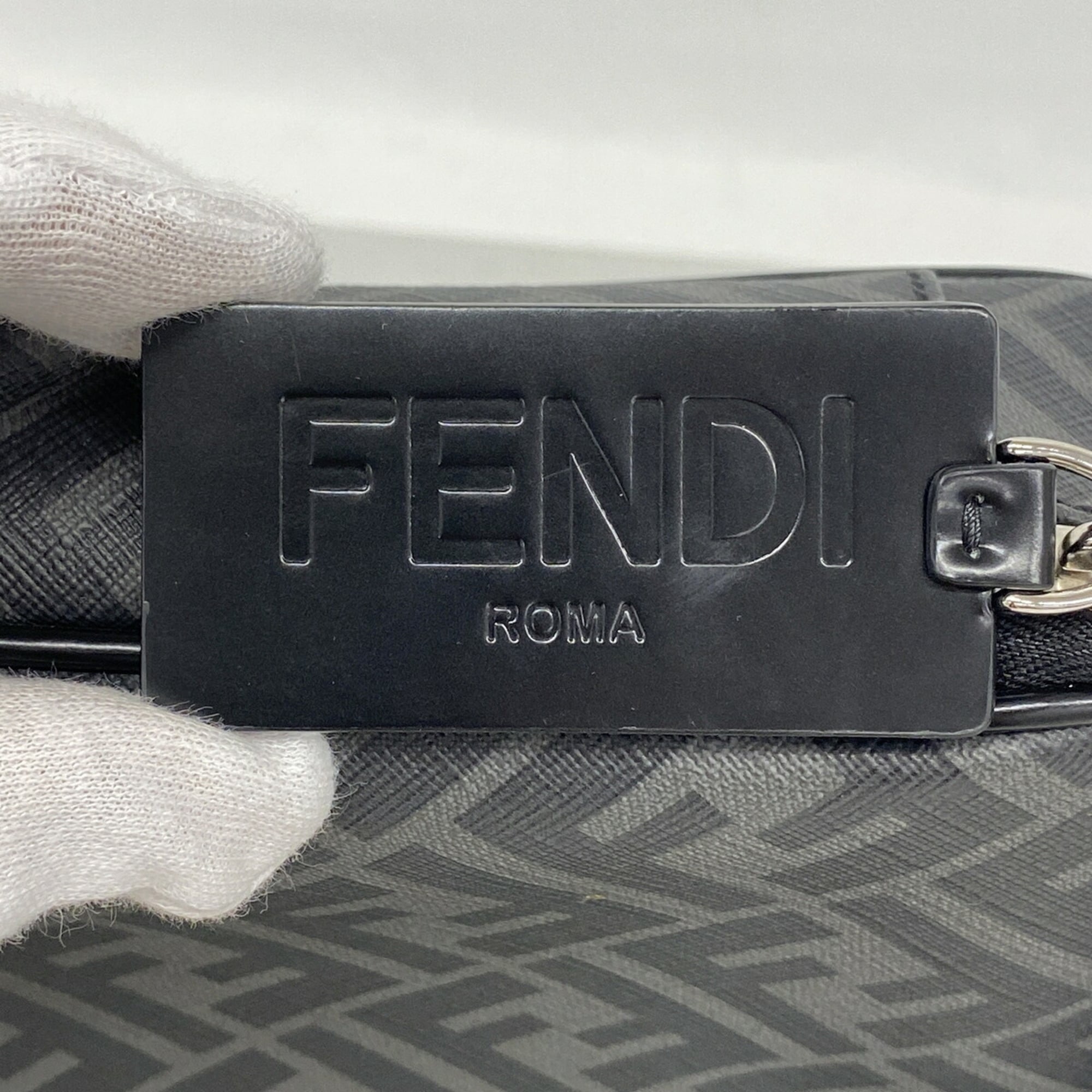 Fendi Black Gray Pvc Pouch (Pre-Owned)