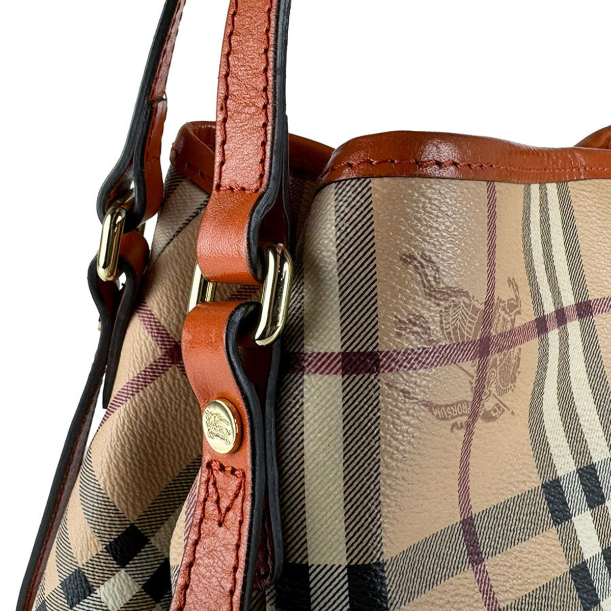 Burberry Beige Orange Pvc Leather Shoulder Bag (Pre-Owned)