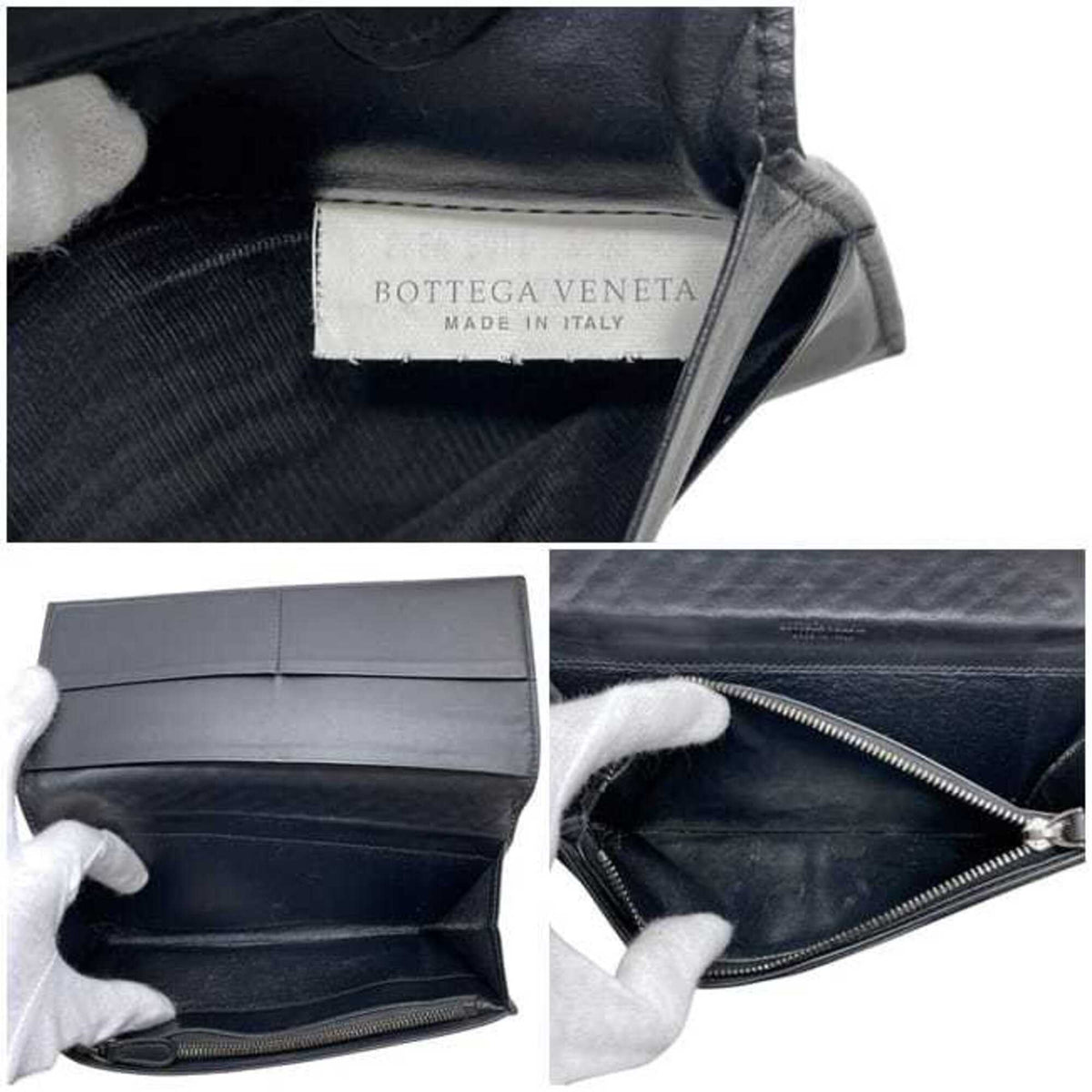 Bottega Veneta Black Intrecciato Long Wallet (Bi-Fold) (Pre-Owned)