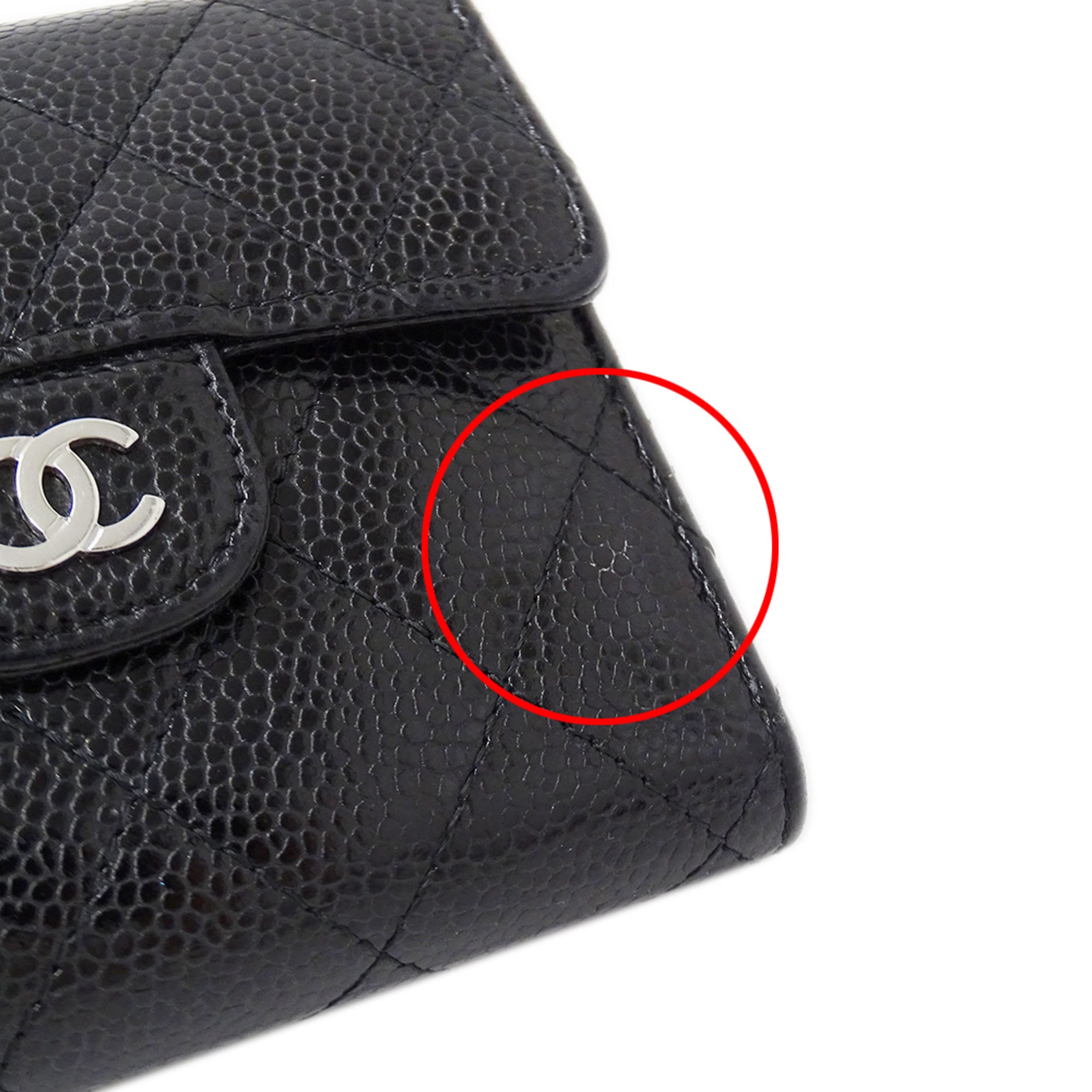 Chanel Black Grained Calfskin Wallet (Bi-Fold) (Pre-Owned)