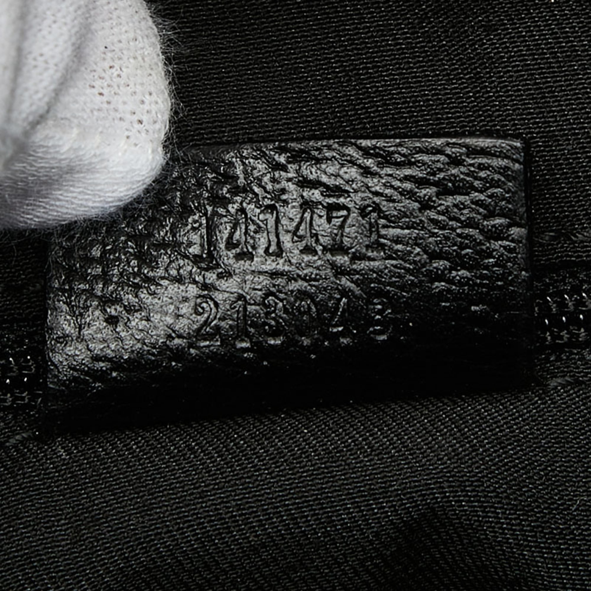 Gucci Abbey Black Gg Canvas Leather Handbag (Pre-Owned)