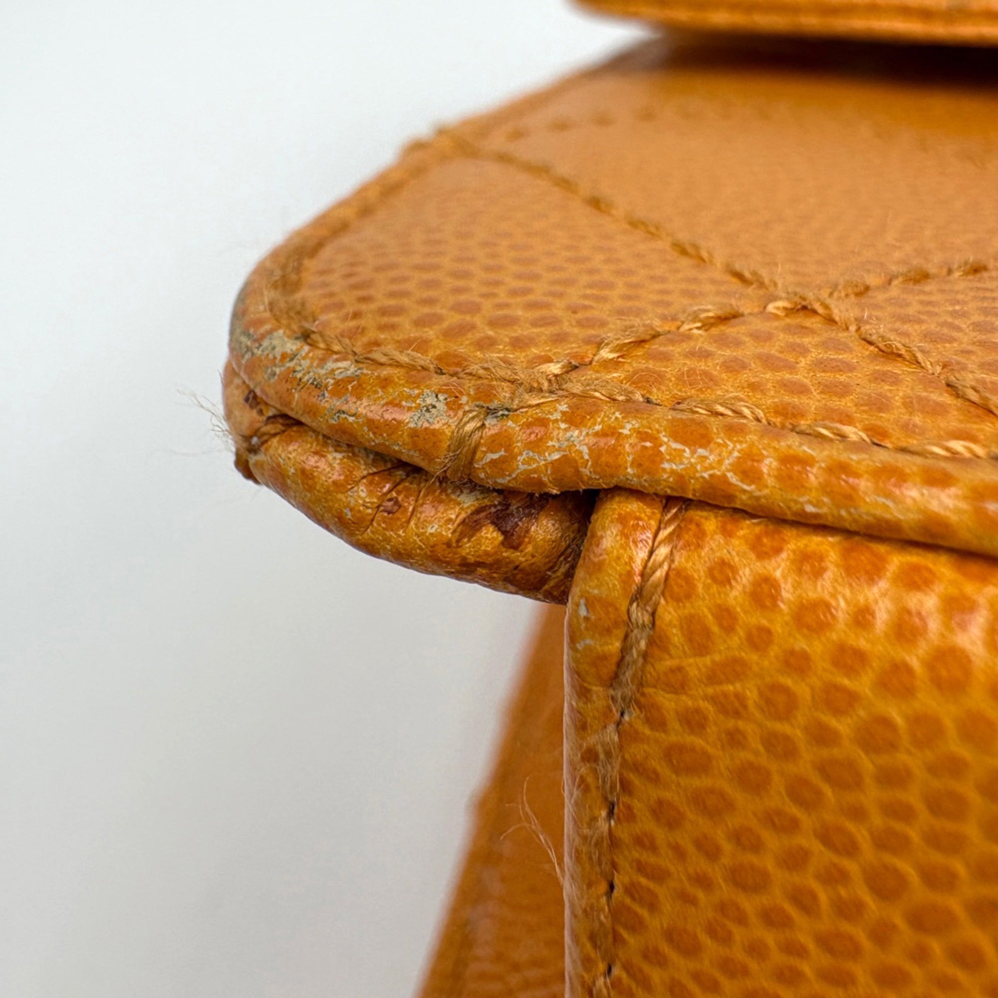 Chanel Orange Grained Calfskin Shoulder Bag (Pre-Owned)