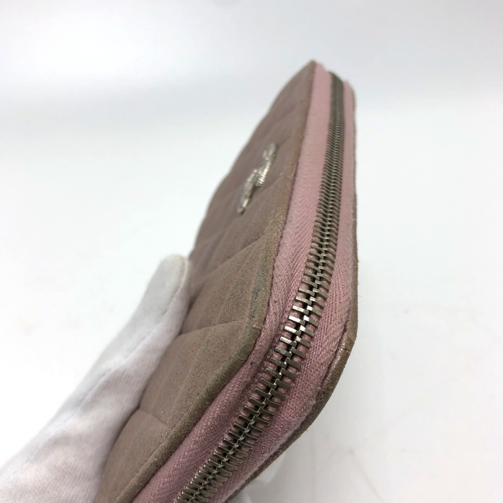 Chanel Pink Leather Long Wallet (Bi-Fold) (Pre-Owned)