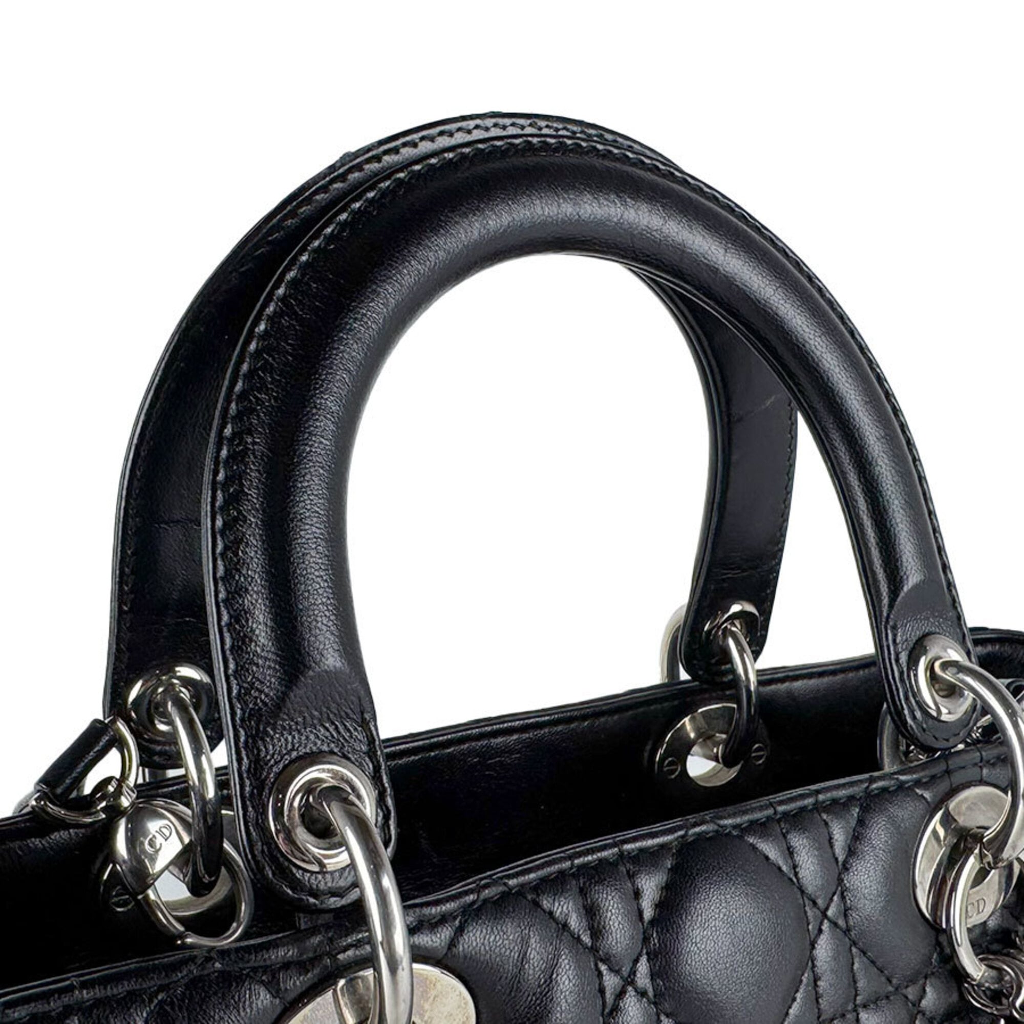 Christian Dior Black Leather Handbag Shoulder Bag (Pre-Owned)