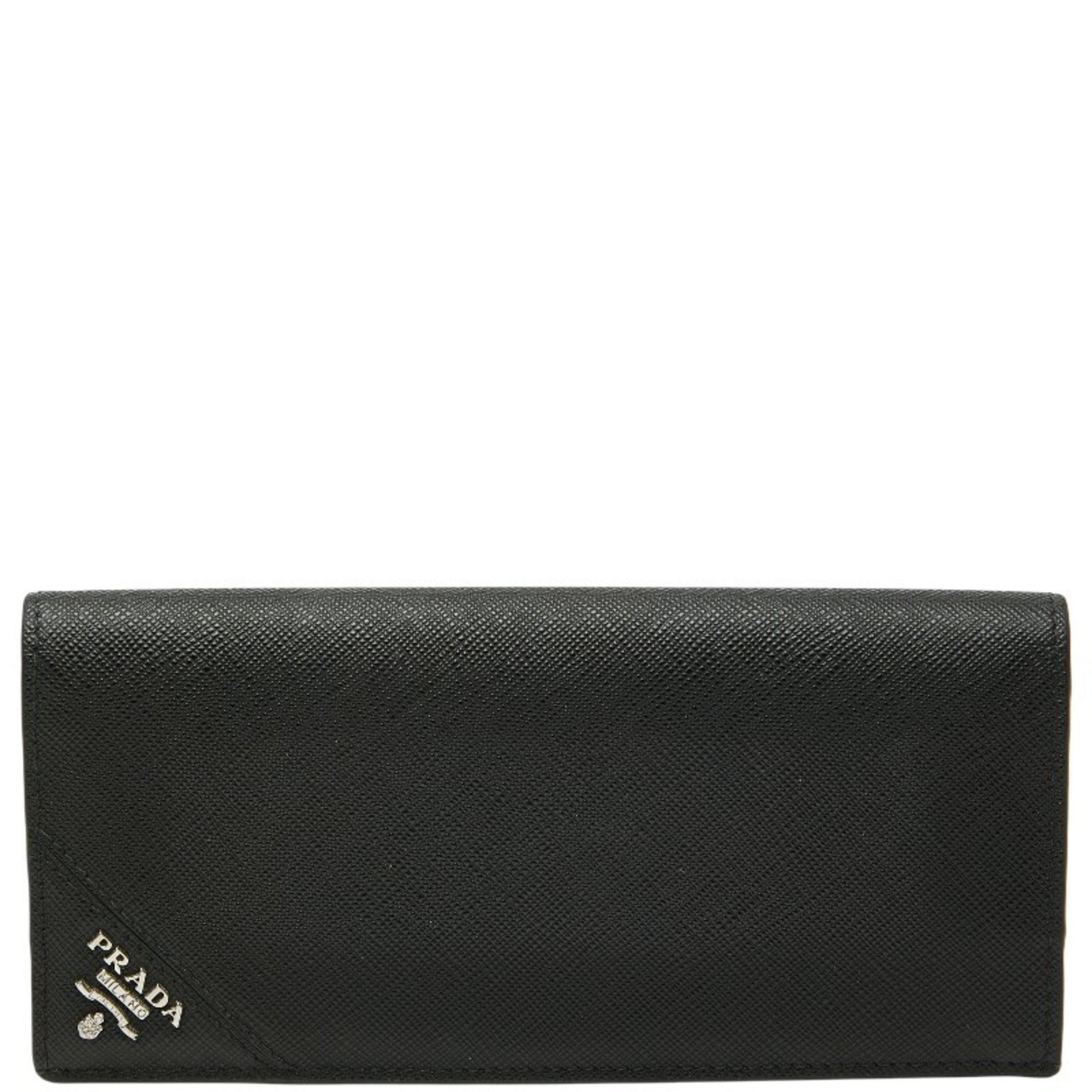 Prada Black Nero Leather Long Wallet (Bi-Fold) (Pre-Owned)
