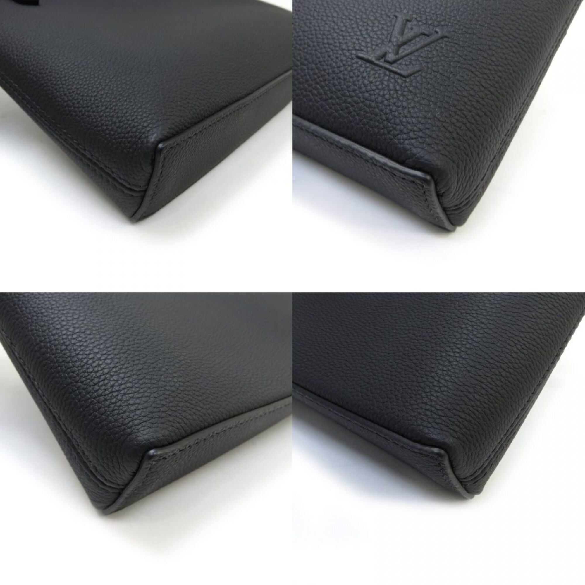Louis Vuitton Black Leather Clutch Bag Pouch (Pre-Owned)