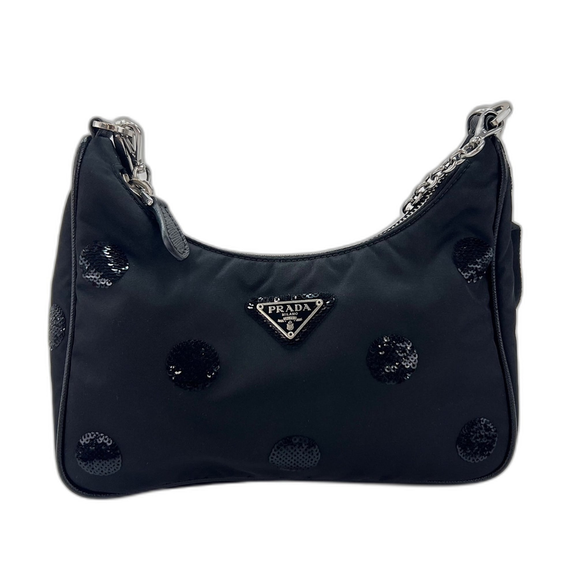 Prada Black Spangles Handbag Shoulder Bag (Pre-Owned)