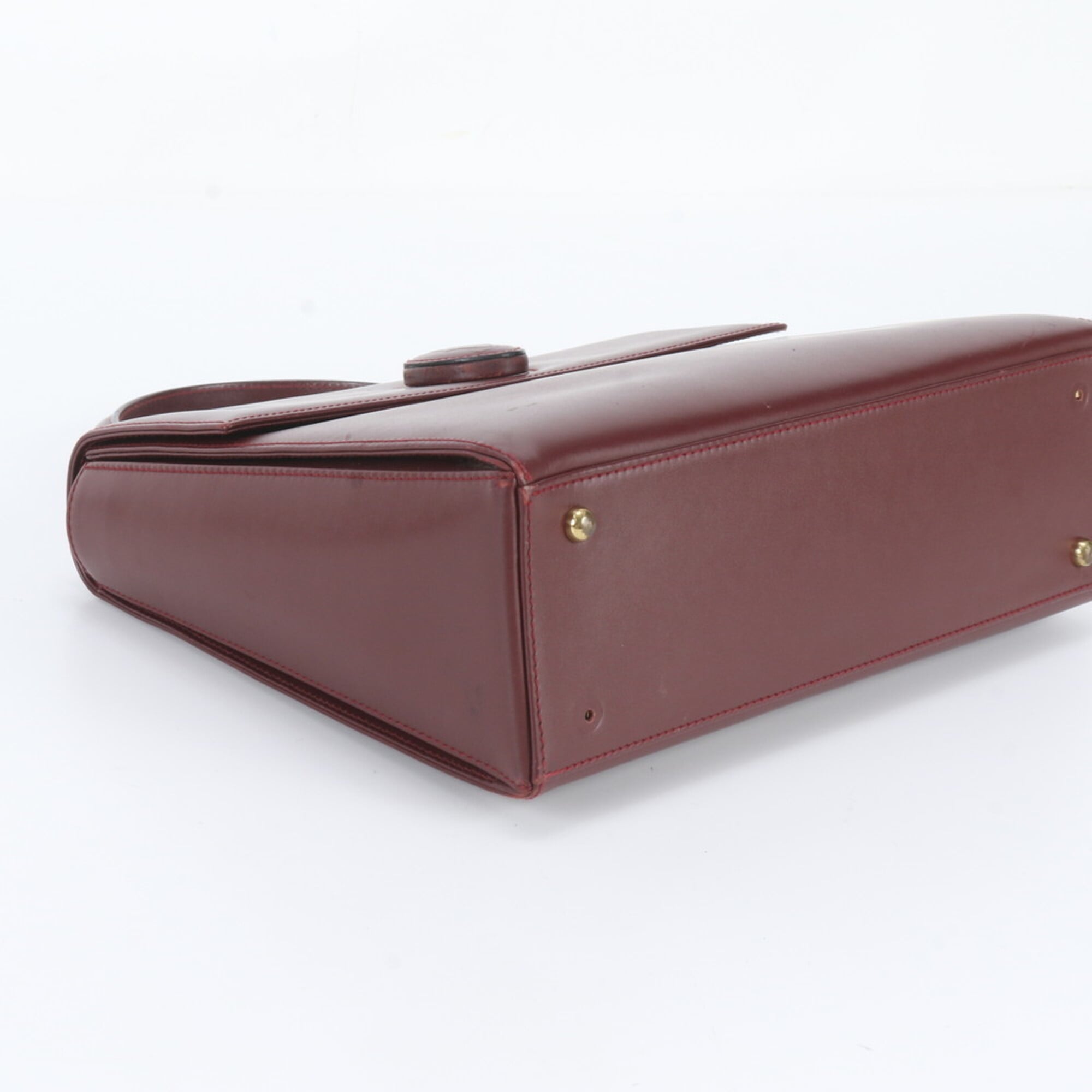 Cartier Wine Red Leather Handbag (Pre-Owned)