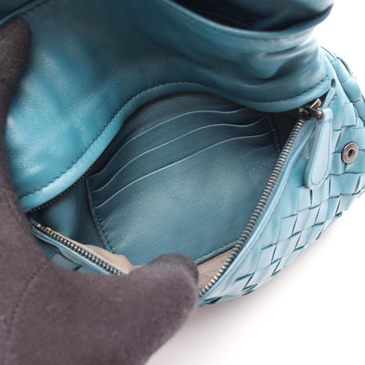 Bottega Veneta Blue Leather Handbag Shoulder Bag (Pre-Owned)