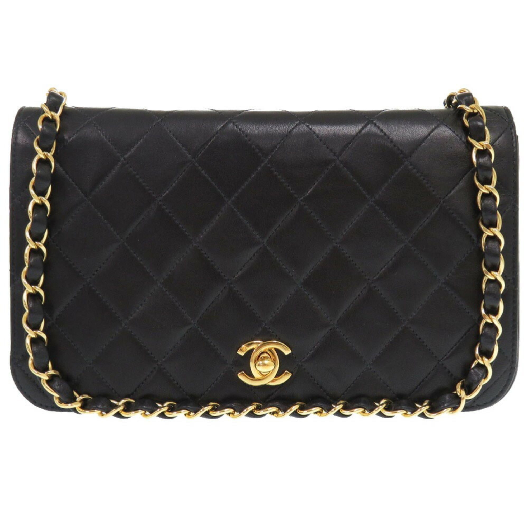 Chanel Matelasse Black Leather Shoulder Bag (Pre-Owned)