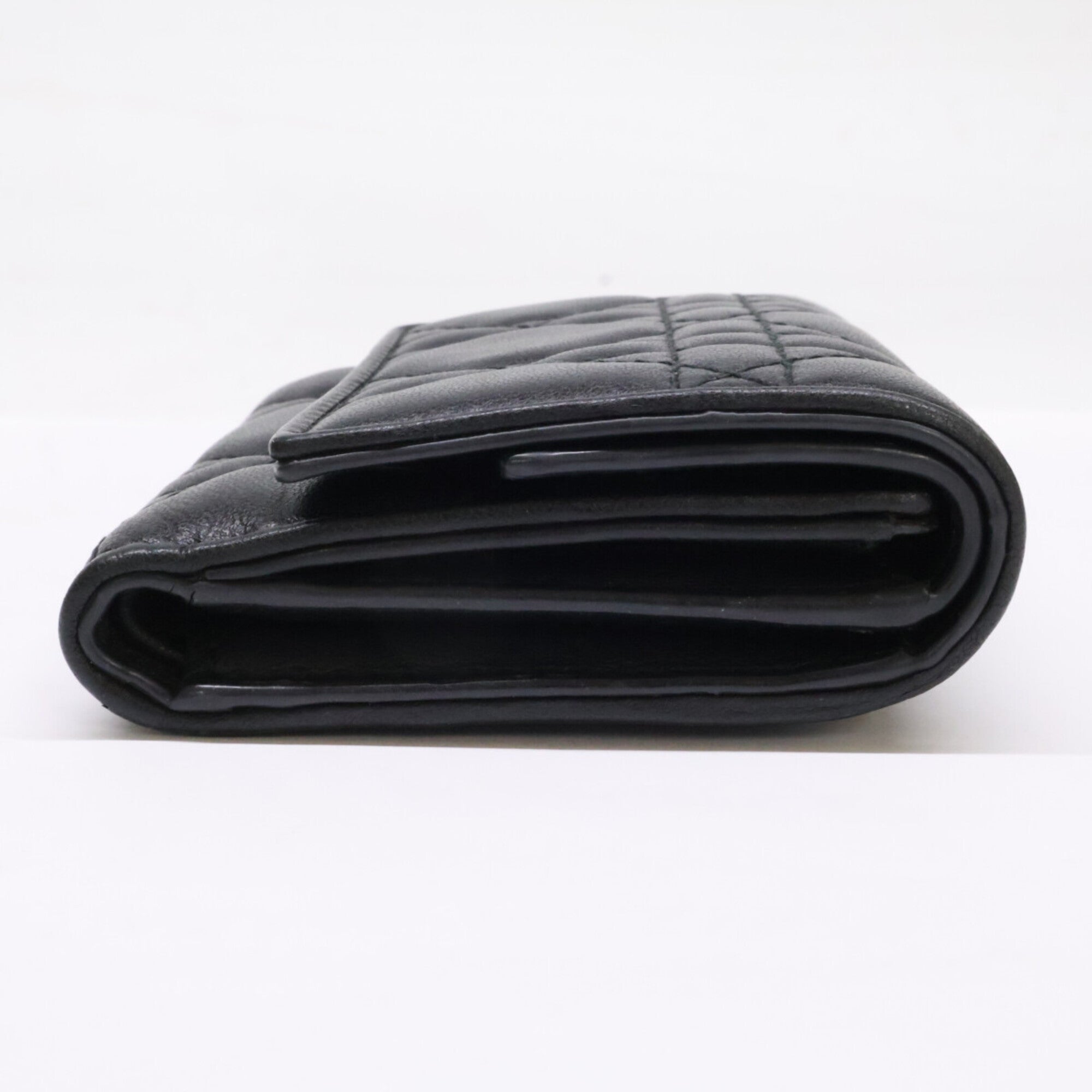 Christian Dior Black Leather Wallet (Tri-Fold) (Pre-Owned)