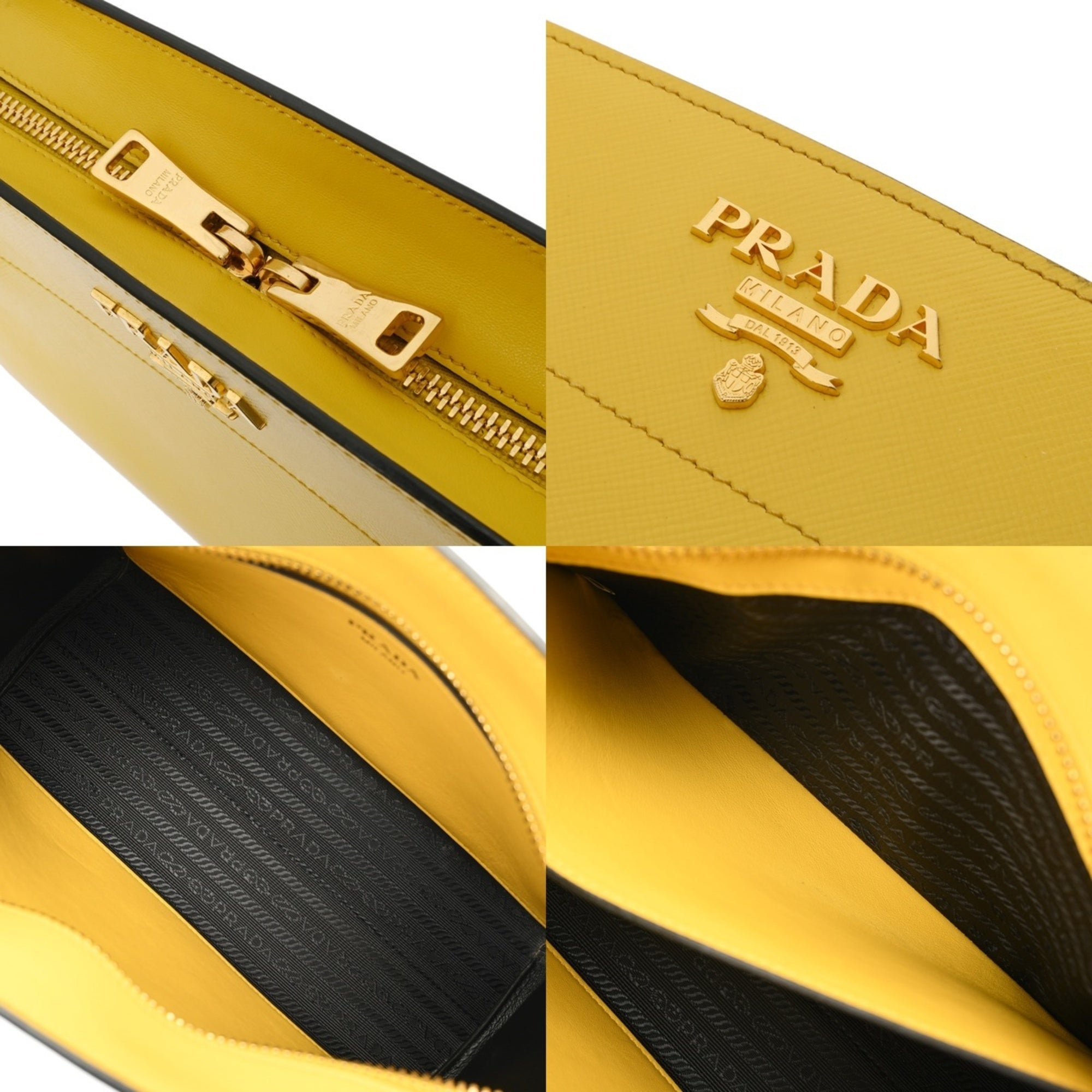 Prada Yellow Leather Shoulder Bag (Pre-Owned)