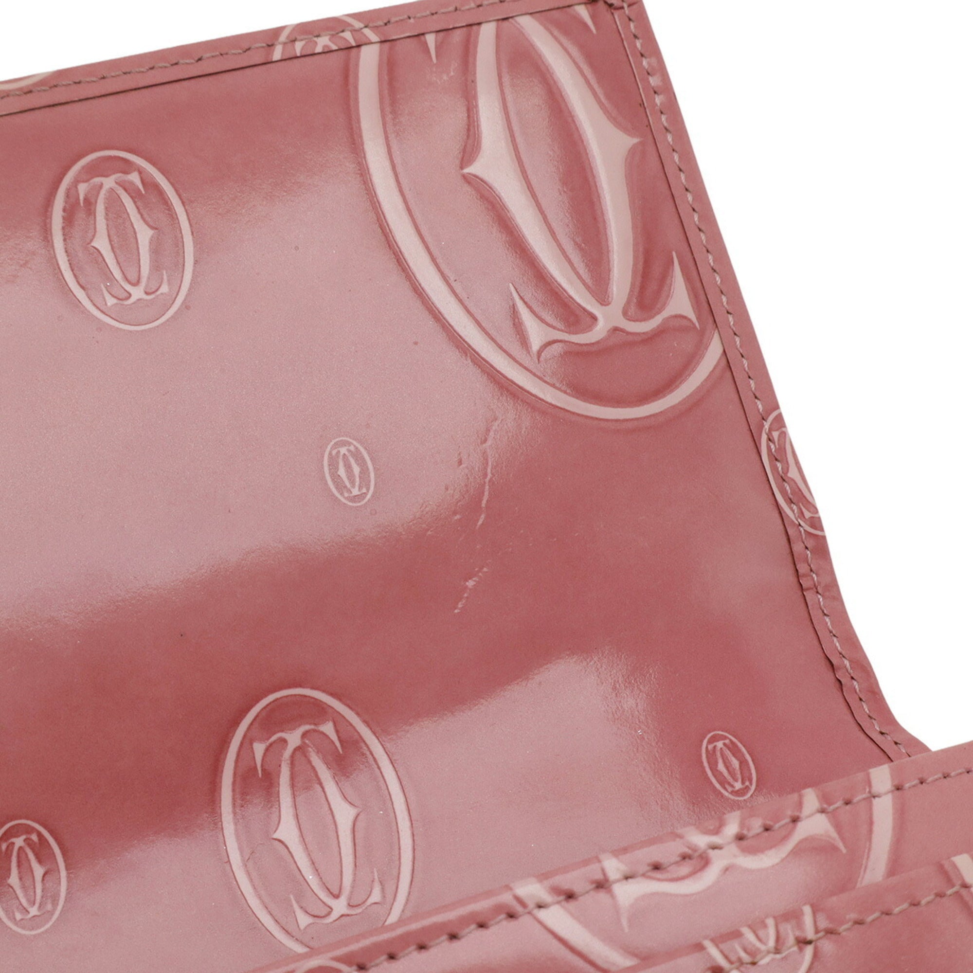 Cartier Pink Patent Leather Long Wallet (Bi-Fold) (Pre-Owned)