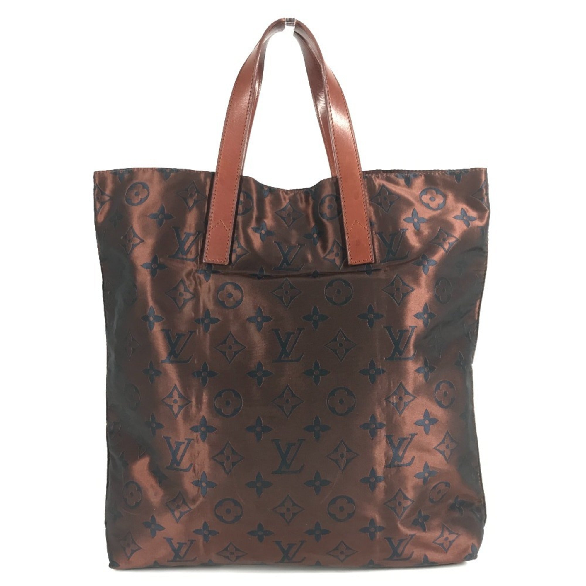 Louis Vuitton Brown Leather Nylon Shoulder Bag Tote Bag (Pre-Owned)