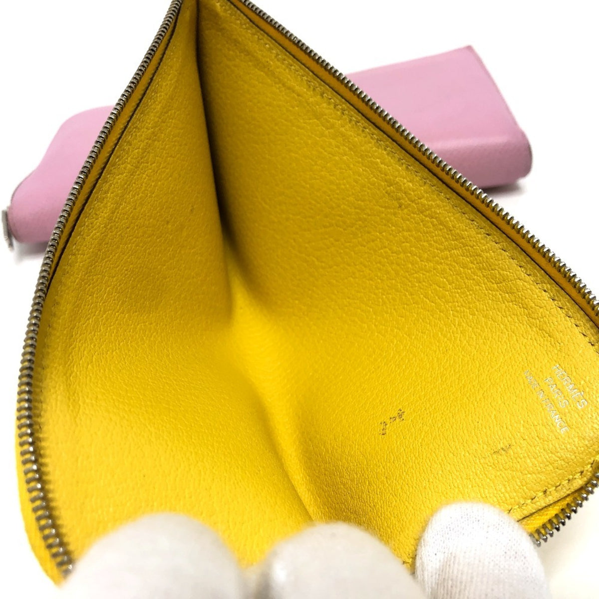 Hermes Pink Yellow Epsom Leather Long Wallet (Bi-Fold) (Pre-Owned)