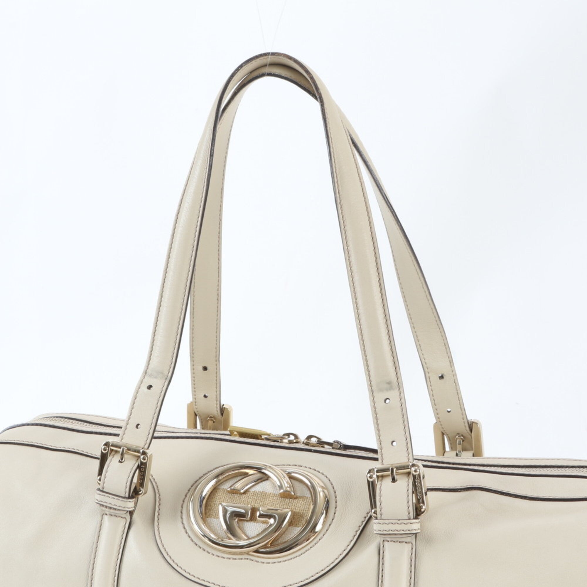 Gucci Beige Leather Handbag Tote Bag (Pre-Owned)