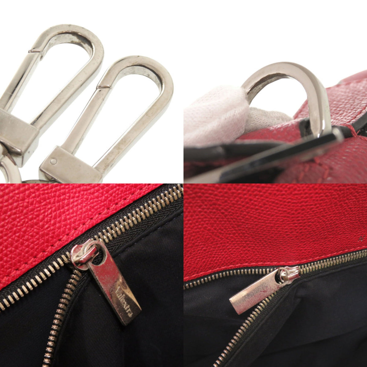 Valextra Black Red Color Canvas Leather Boston Bag (Pre-Owned)