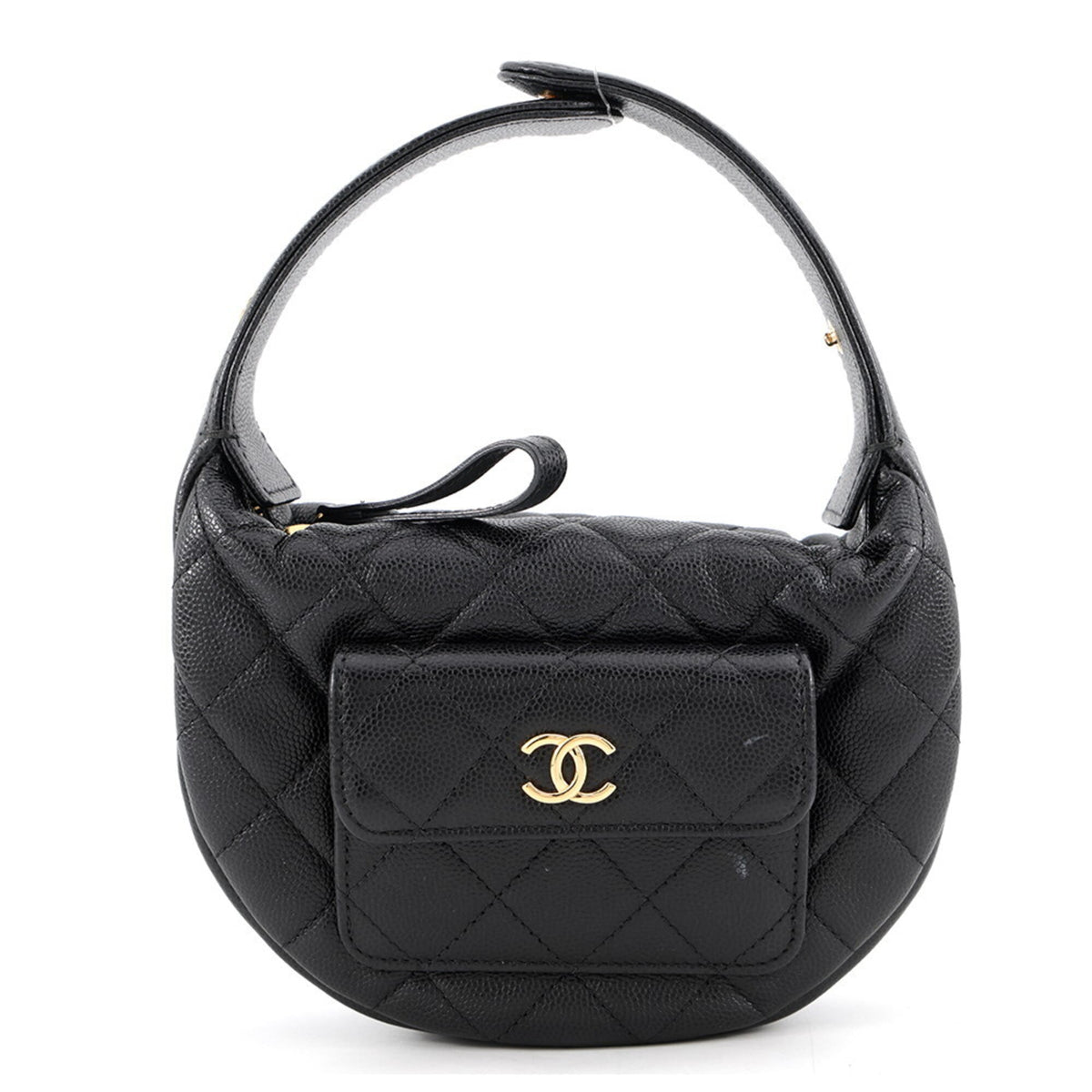 Chanel Matelasse Black Grained Calfskin Handbag (Pre-Owned)