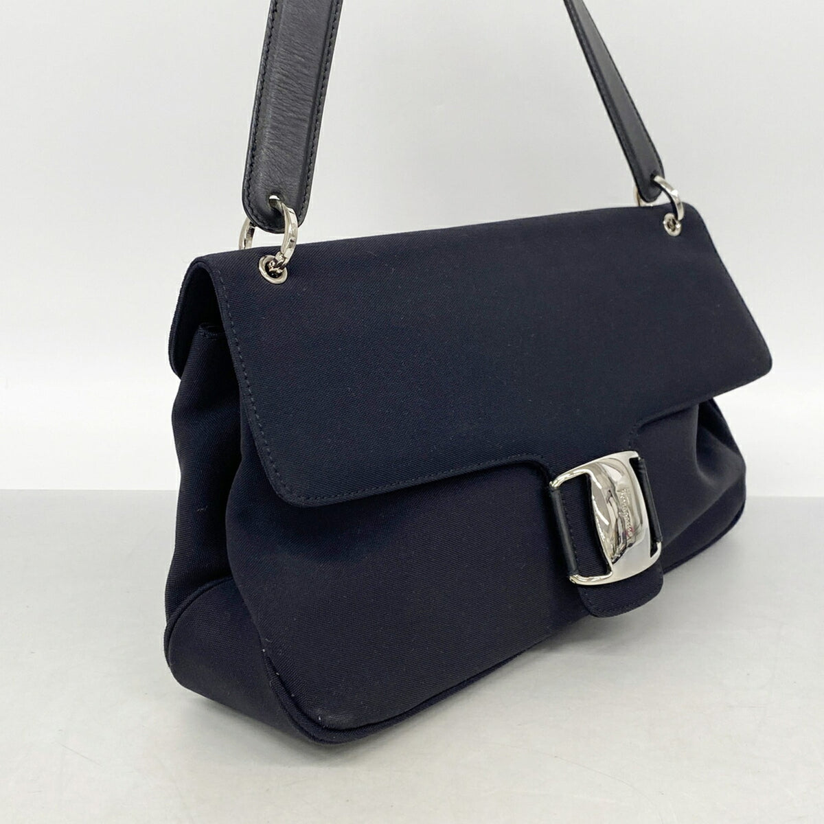 Salvatore Ferragamo Black Canvas Shoulder Bag (Pre-Owned)