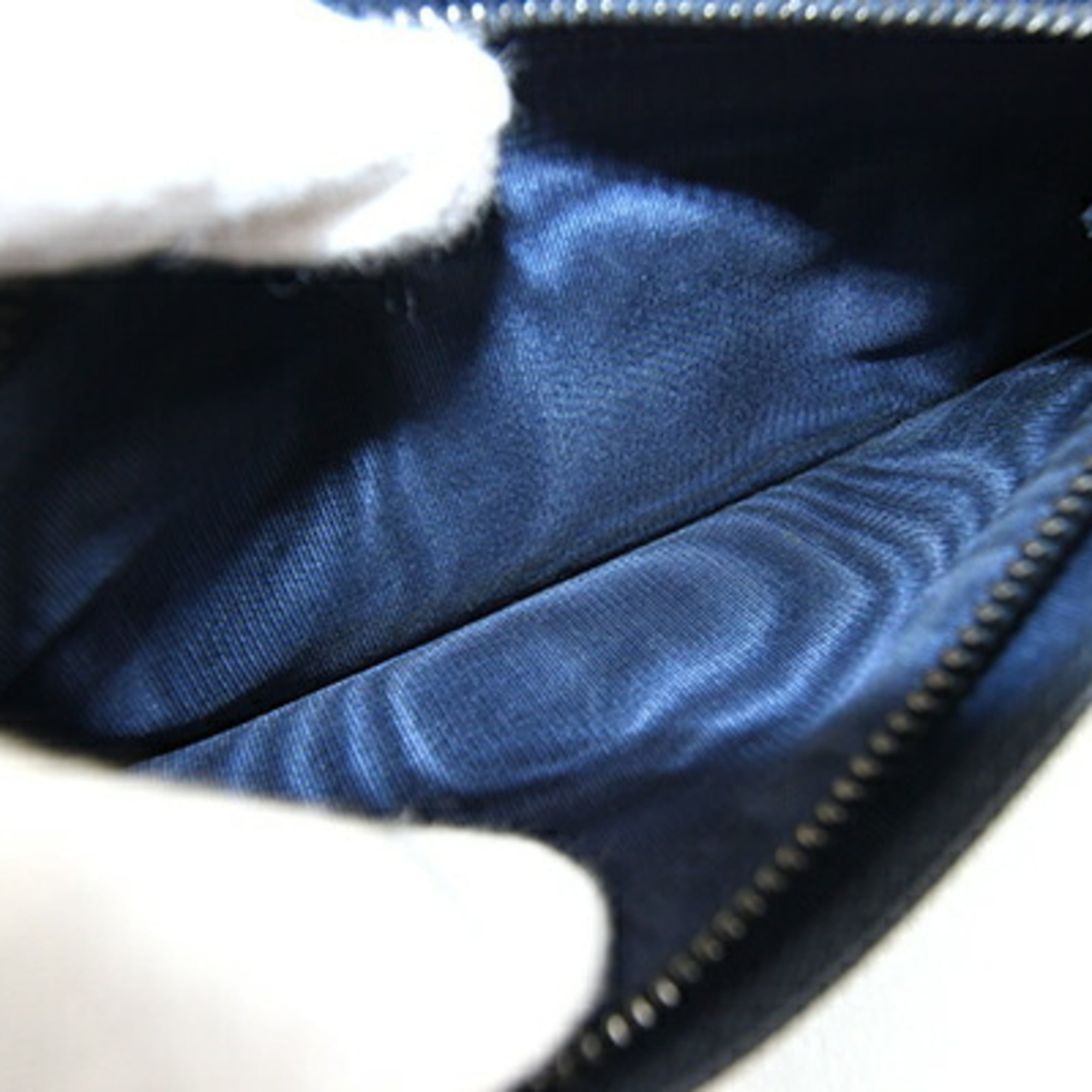 Prada Navy Leather Long Wallet (Bi-Fold) (Pre-Owned)